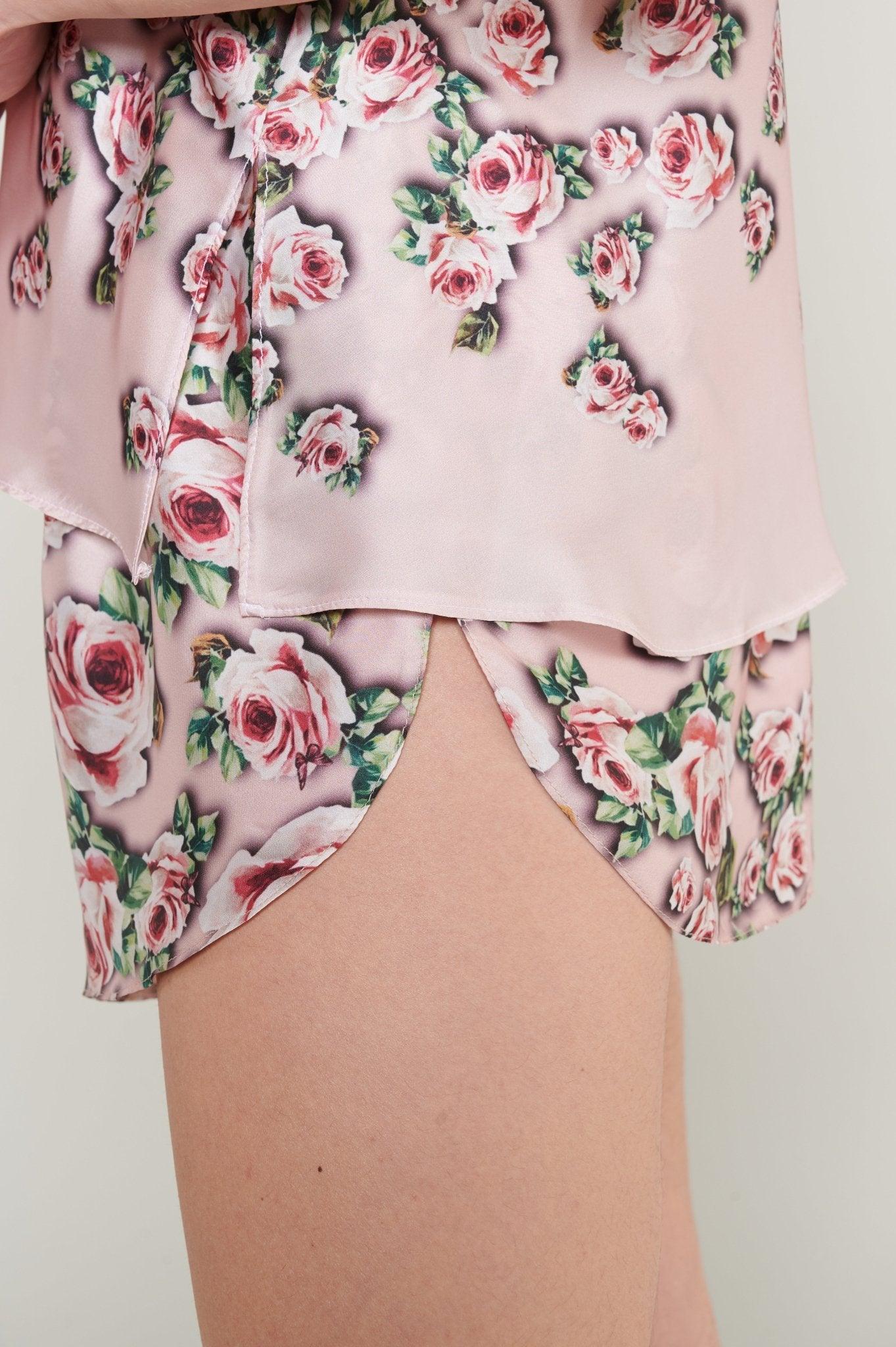 Camila - Rose Bliss Satin Pajama Set - NOWIHT - Pajamas