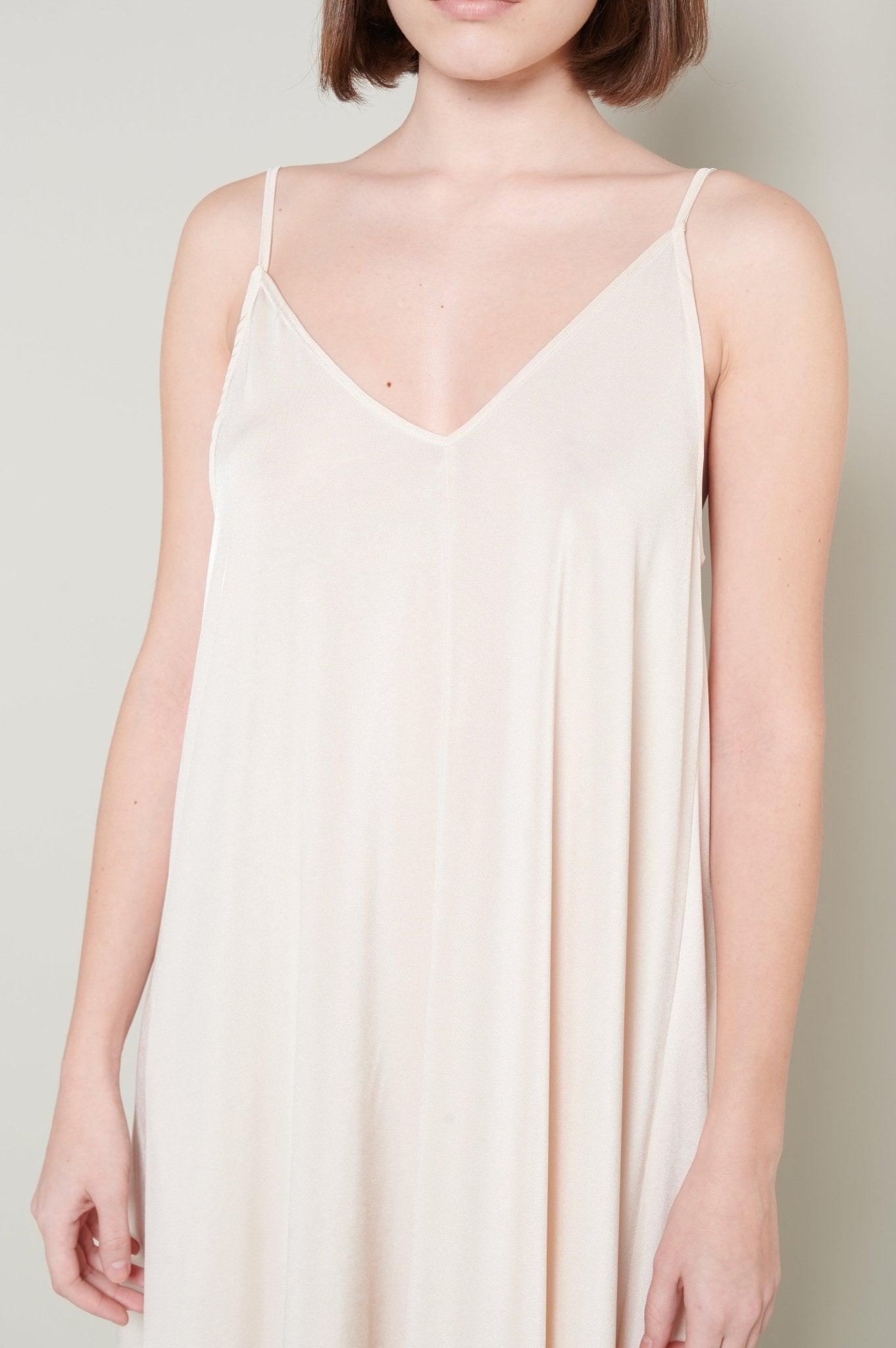 Claire - Elegant Off - White Satin Nightgown with Delicate Straps - NOWIHT - Nightgowns