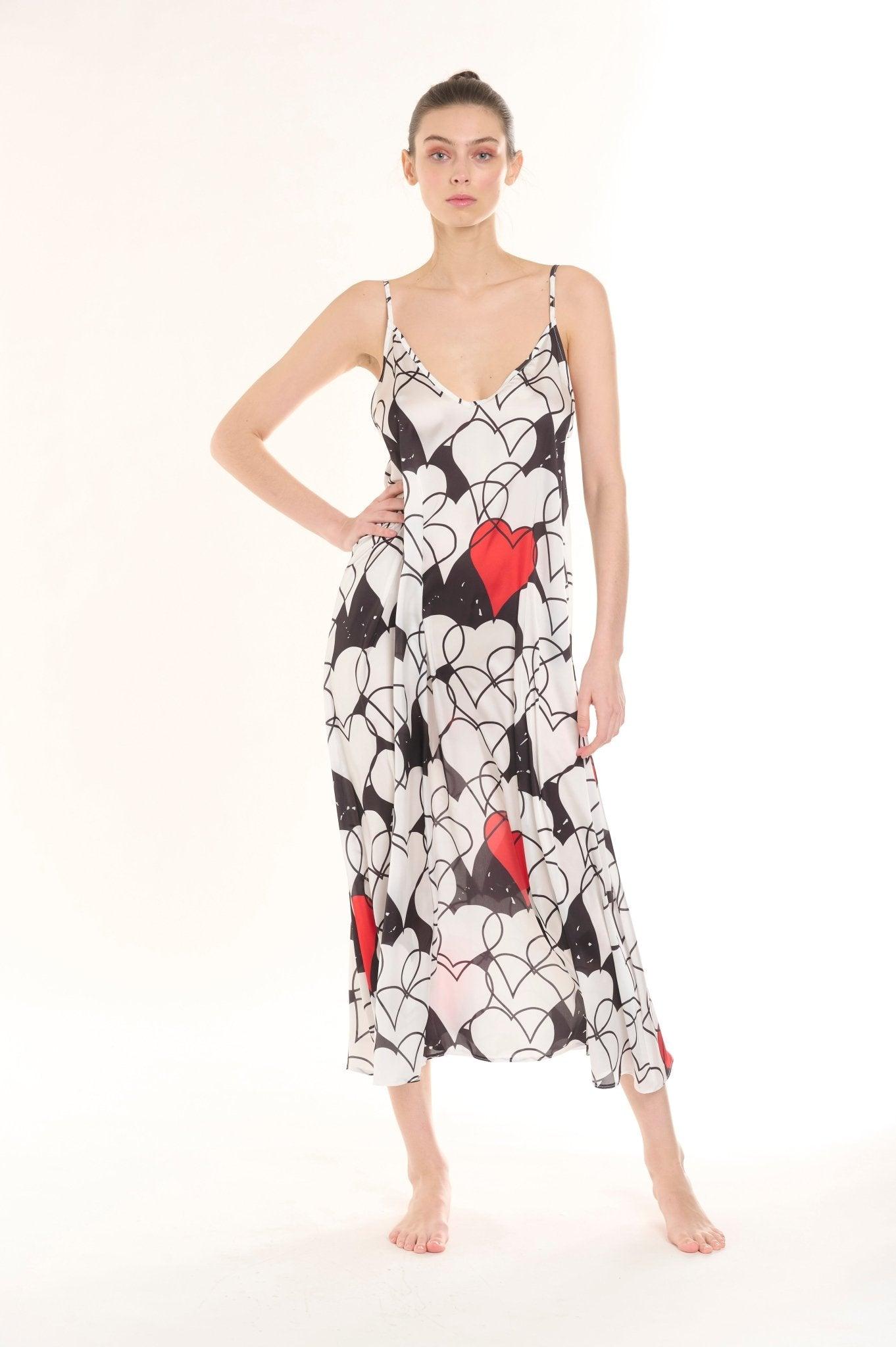 Harlow - White Heart Satin Nightgown - NOWIHT - Nightgowns