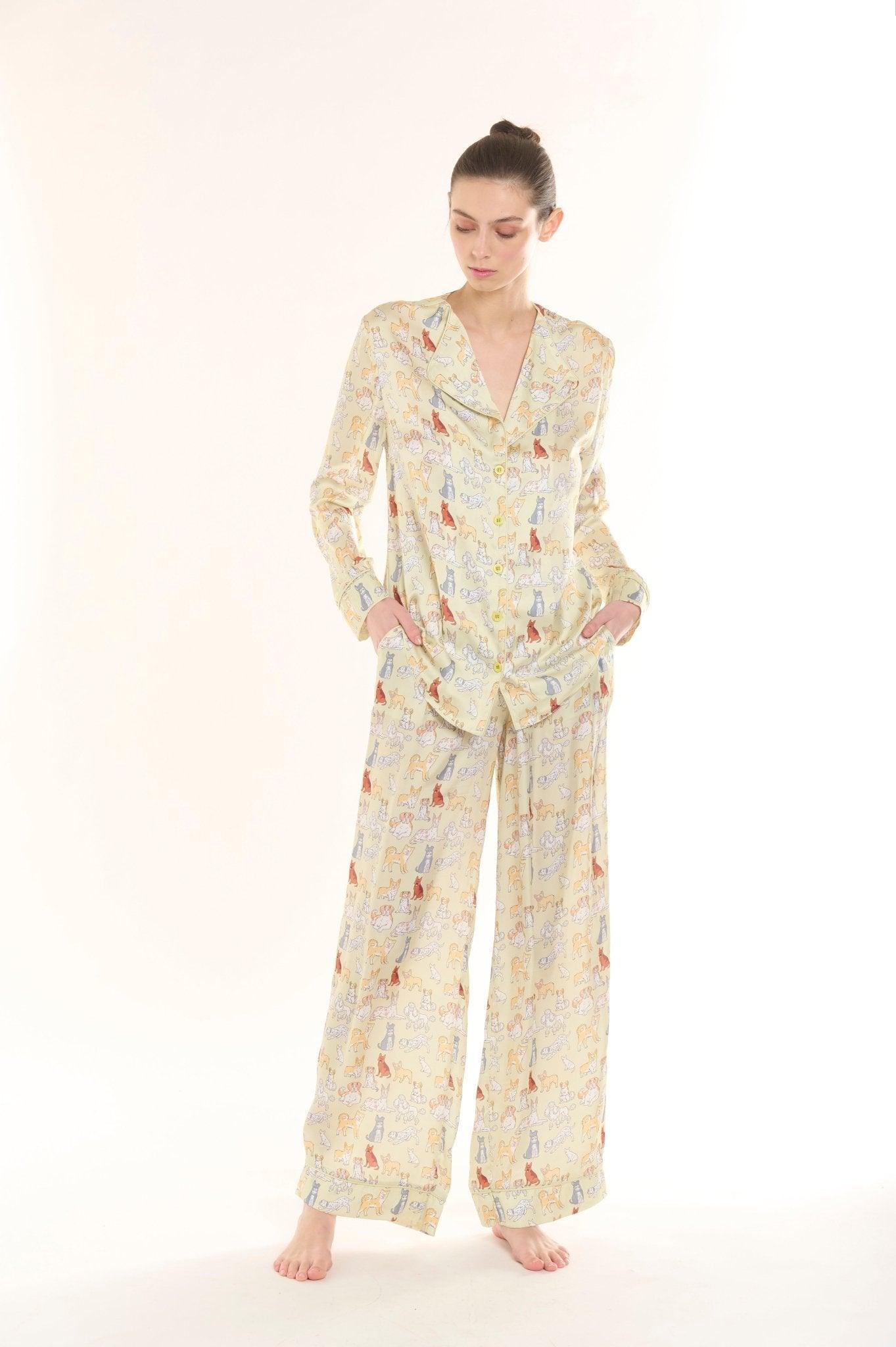 Seraphina - Playful Pet Pajama Set in Pale Yellow - NOWIHT - Pajama Set