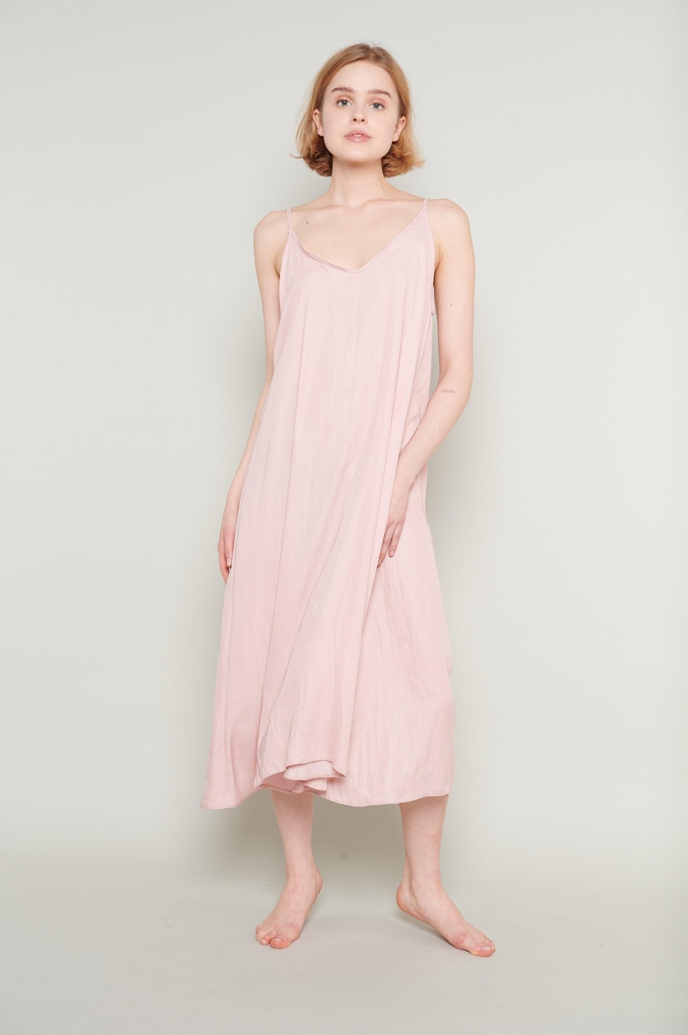 Blush Satin Nightgown with Delicate Straps for Luxurious Sleepwear