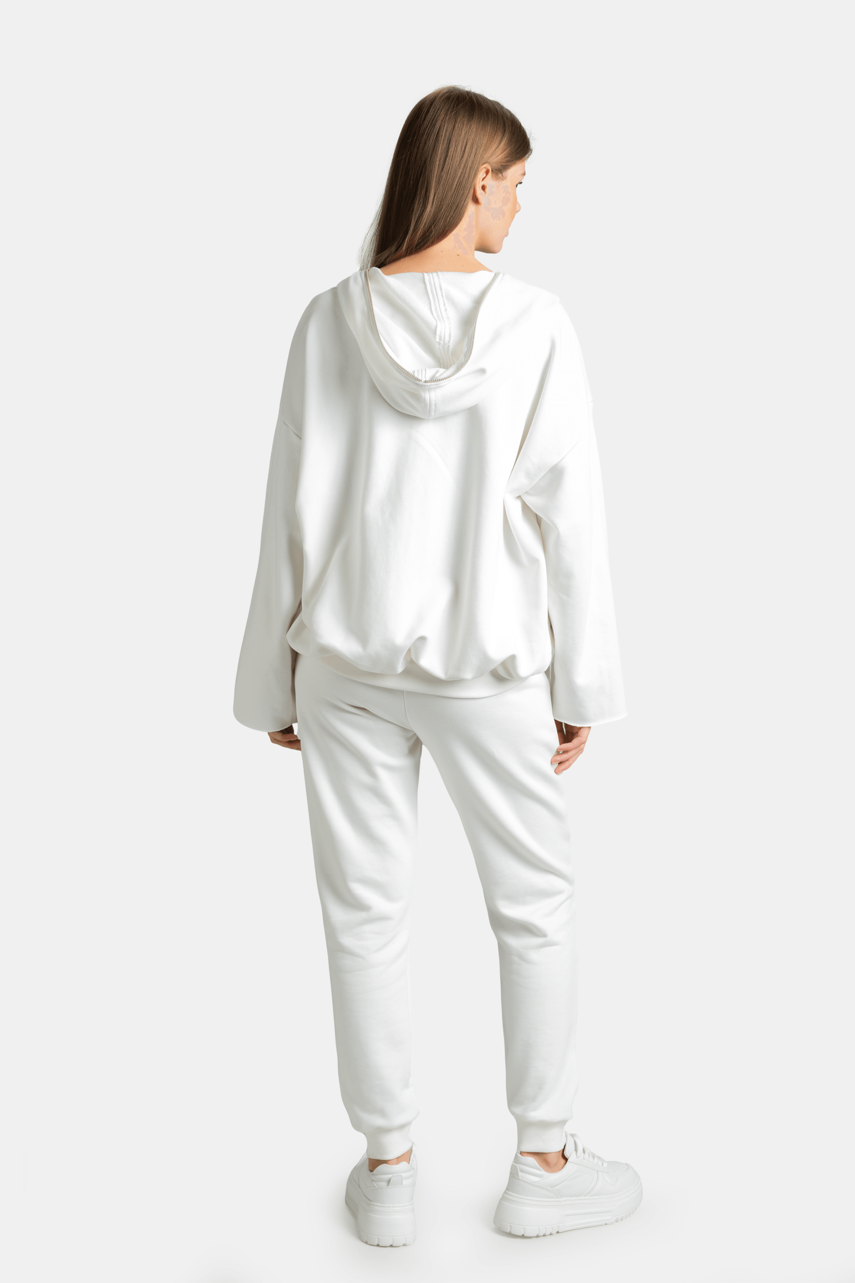 Kyra Full Zip Tracksuit Set - Elegant Ecru Lounge Wear