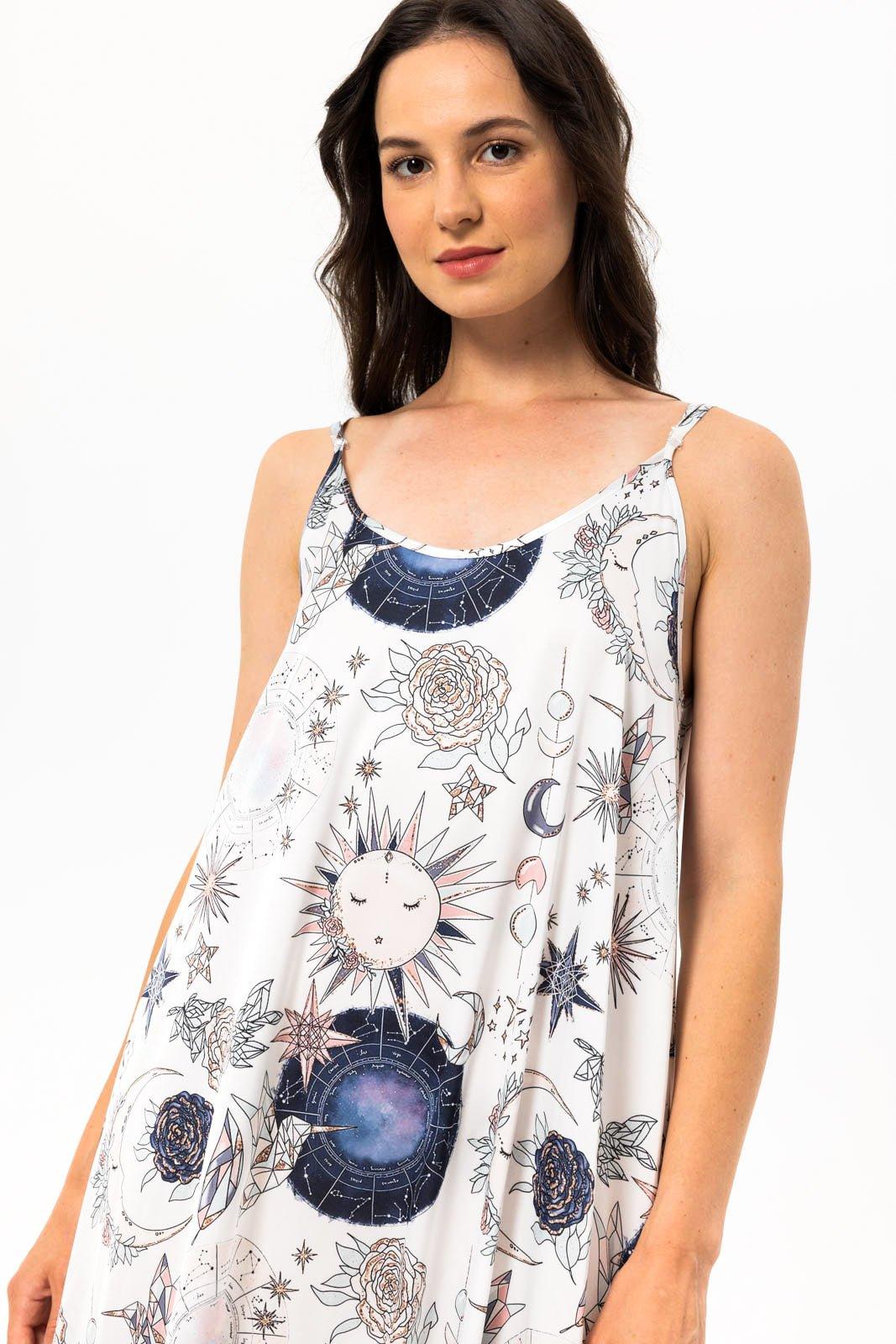 Astrid - Celestial Garden Satin Nightgown - NOWIHT - Nightgowns