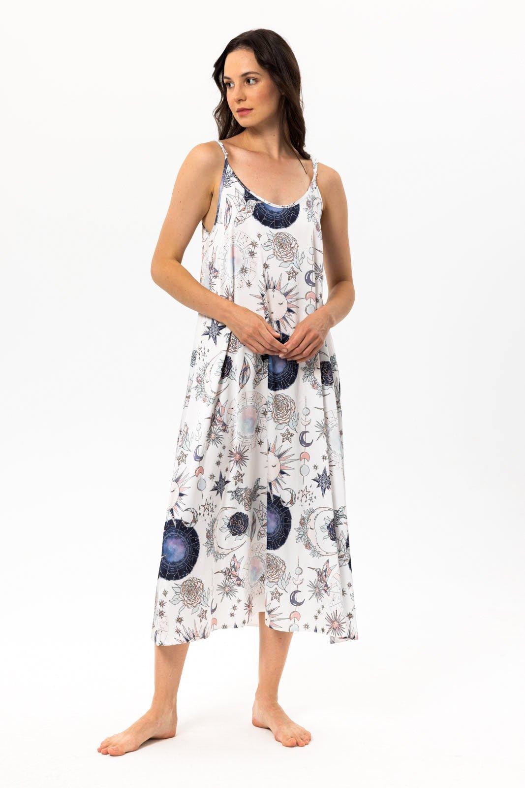 Astrid - Celestial Garden Satin Nightgown - NOWIHT - Nightgowns