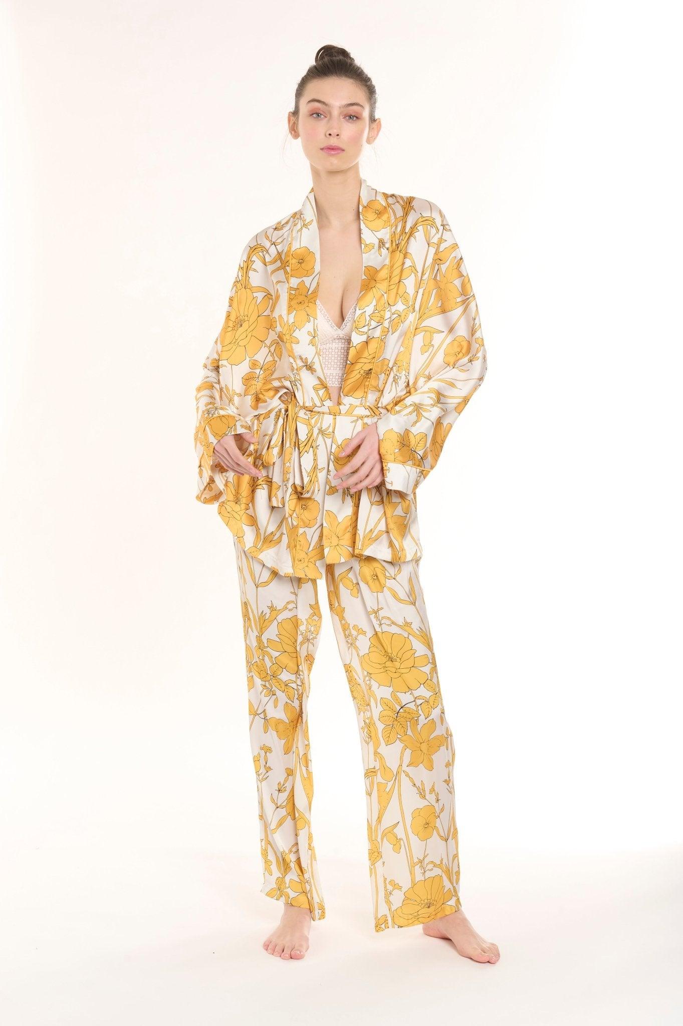 Belladonna - White Floral Satin Tank Top & Shorts Set - NOWIHT - Pajamas