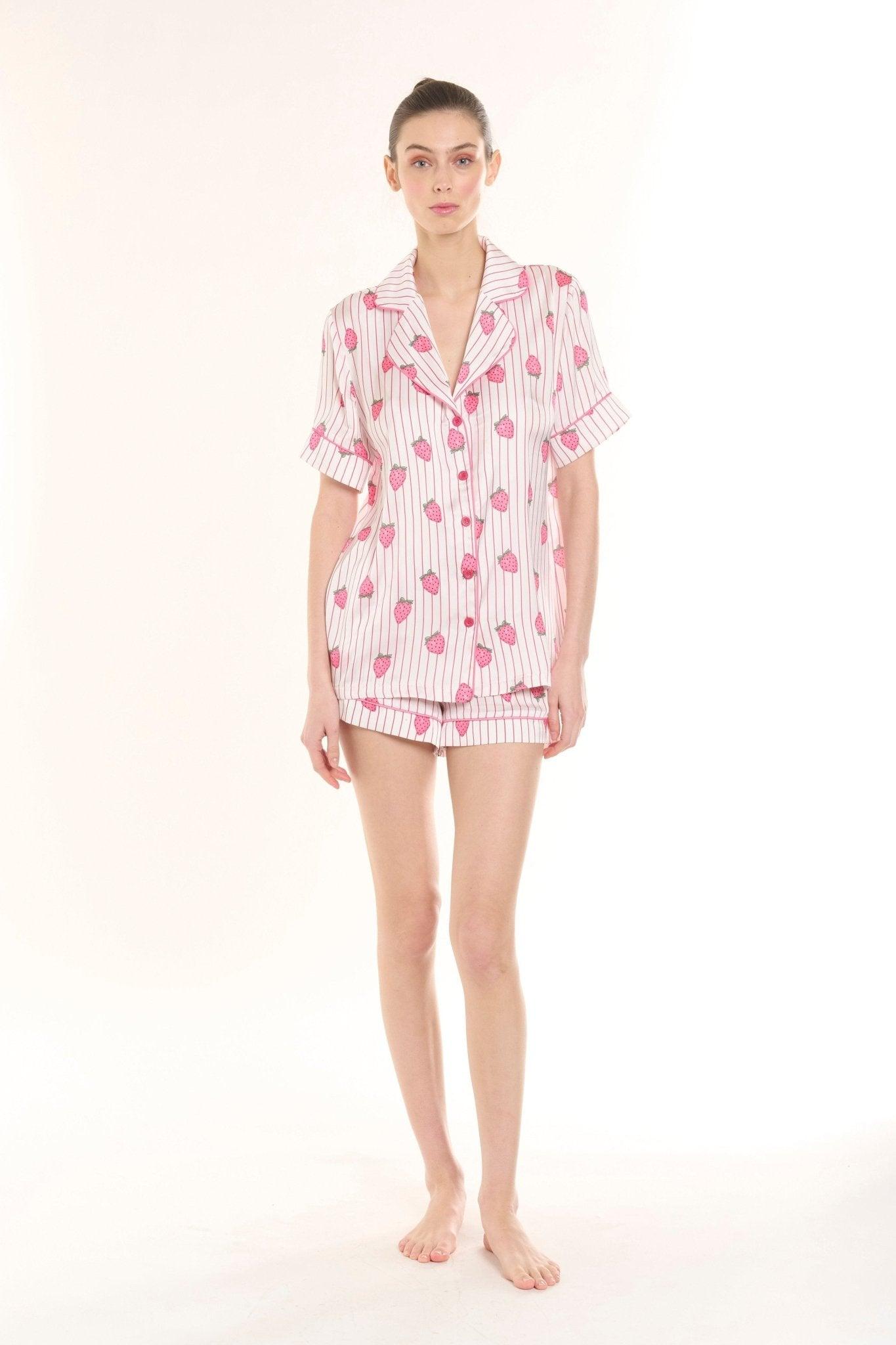 Bianca - Berry Delight Satin Pajama Set - NOWIHT - Pajamas