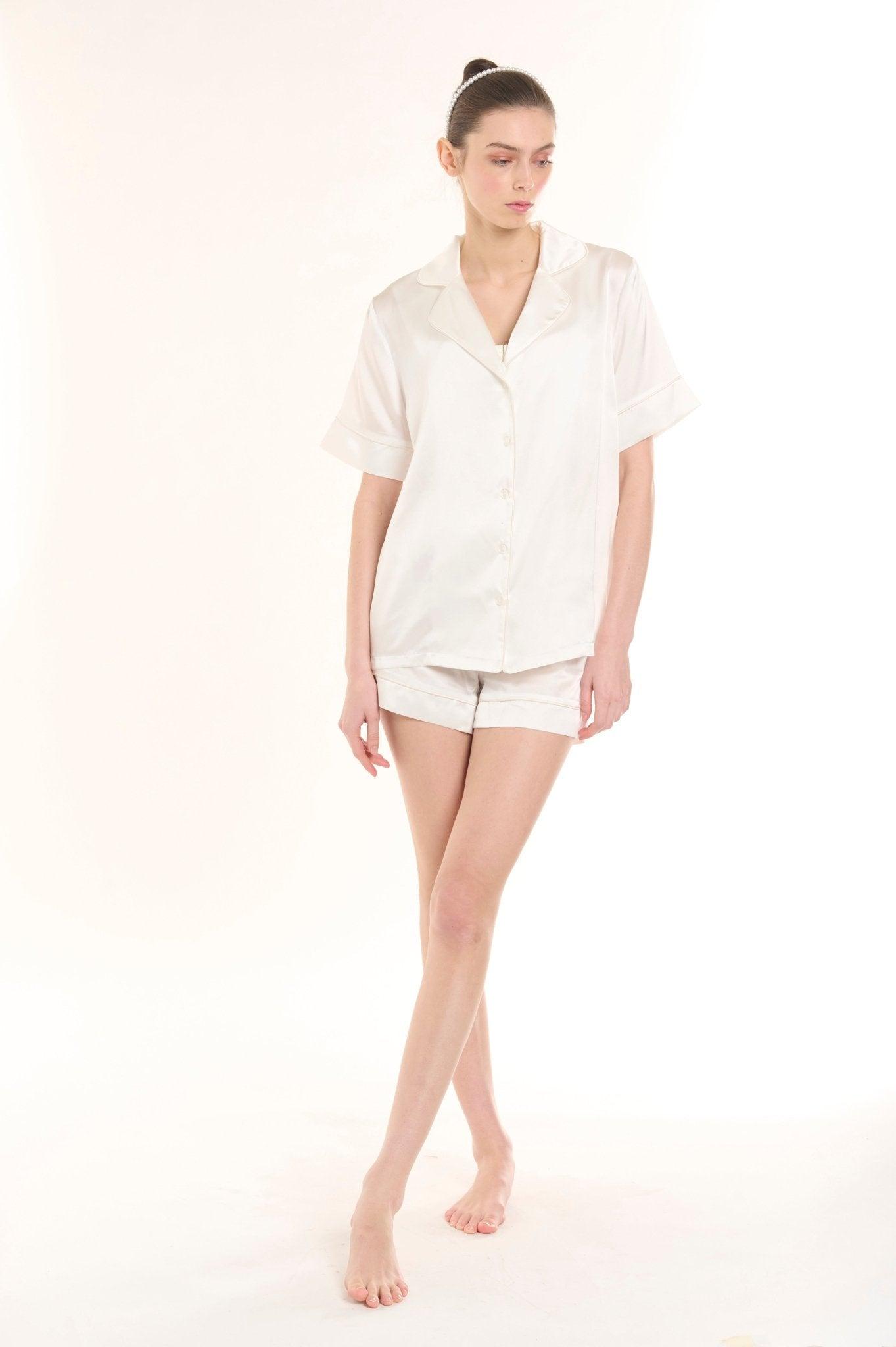 Canan - Bridal Half Sleeve Shirt & Shorts Set - NOWIHT - Pajamas