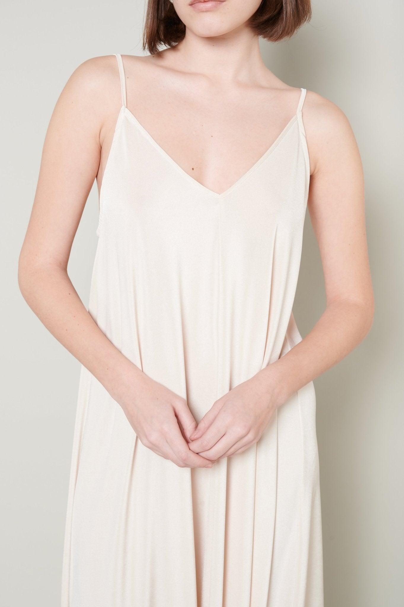 Claire - Elegant Off - White Satin Nightgown with Delicate Straps - NOWIHT - Nightgowns