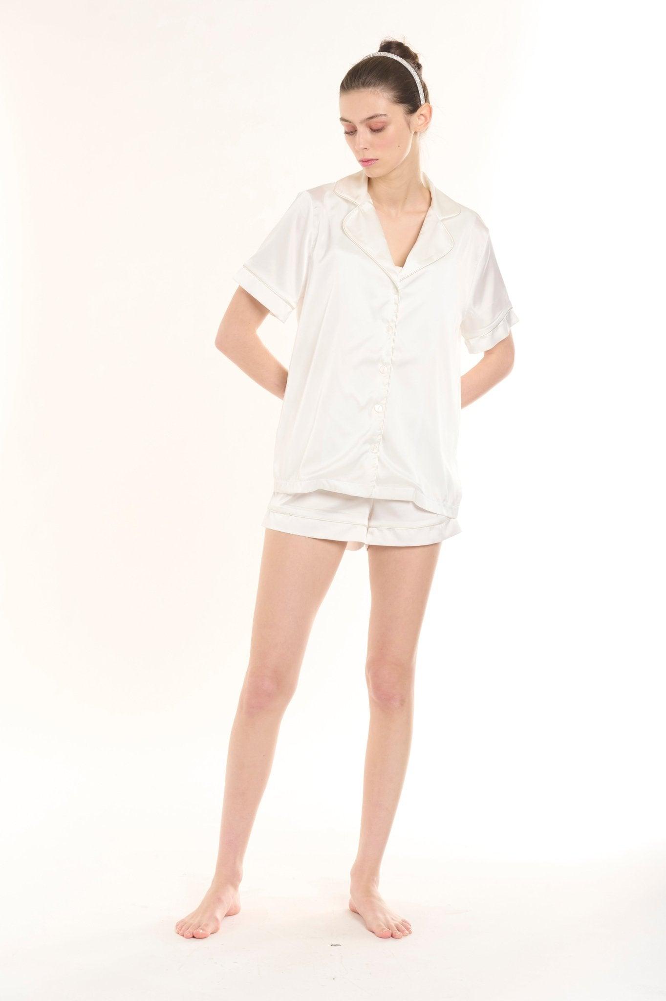 Cleopatra - Half Sleeve Shirt & Shorts Two Piece Bridal Set - NOWIHT - Pajamas