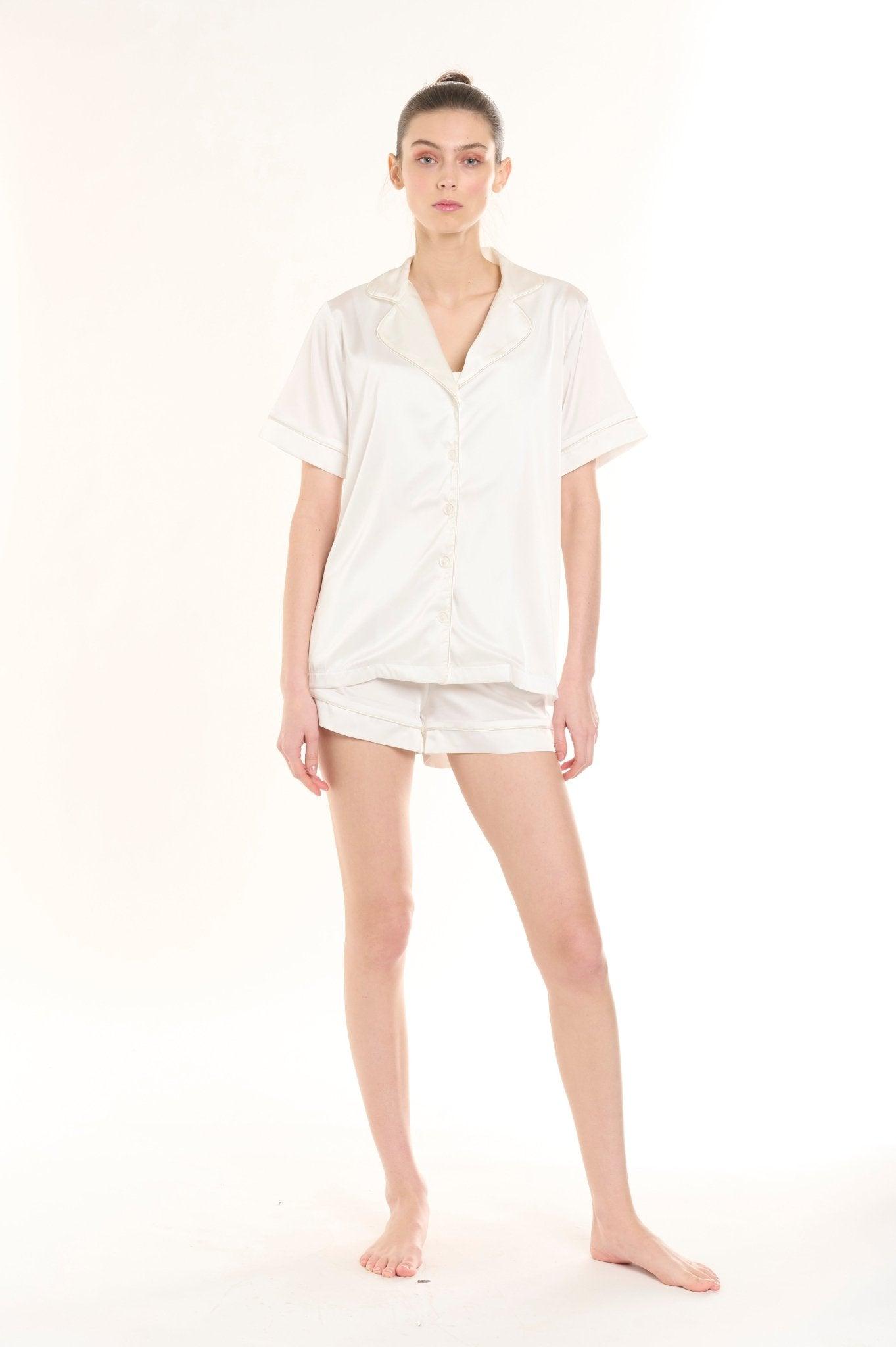 Cleopatra - Half Sleeve Shirt & Shorts Two Piece Bridal Set - NOWIHT - Pajamas