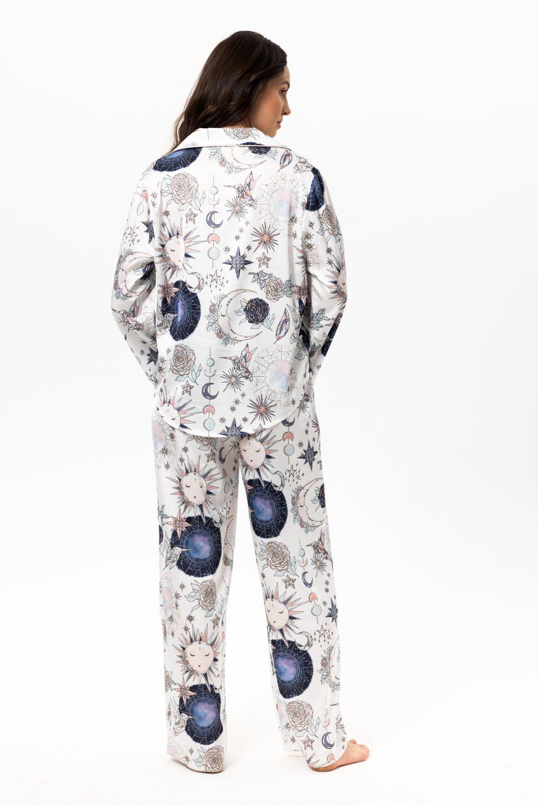 Cordelia - Celestial Garden Satin Pajama Set - NOWIHT - Pajama Set