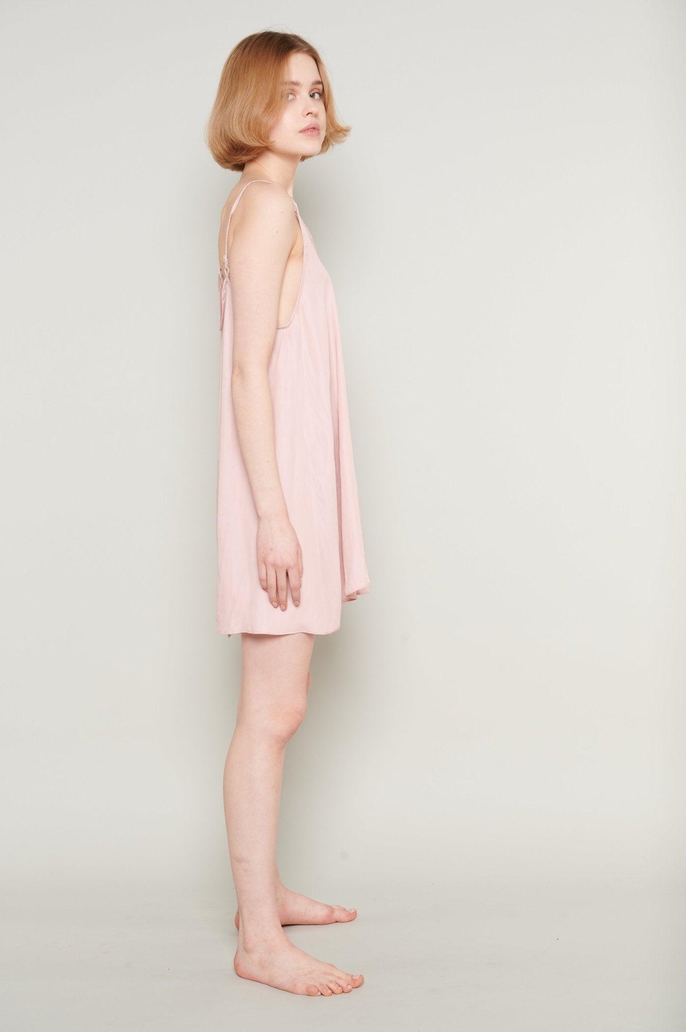 Emily - Blush Mini Satin Nightgown with Delicate Spaghetti Straps - NOWIHT - Nightgowns