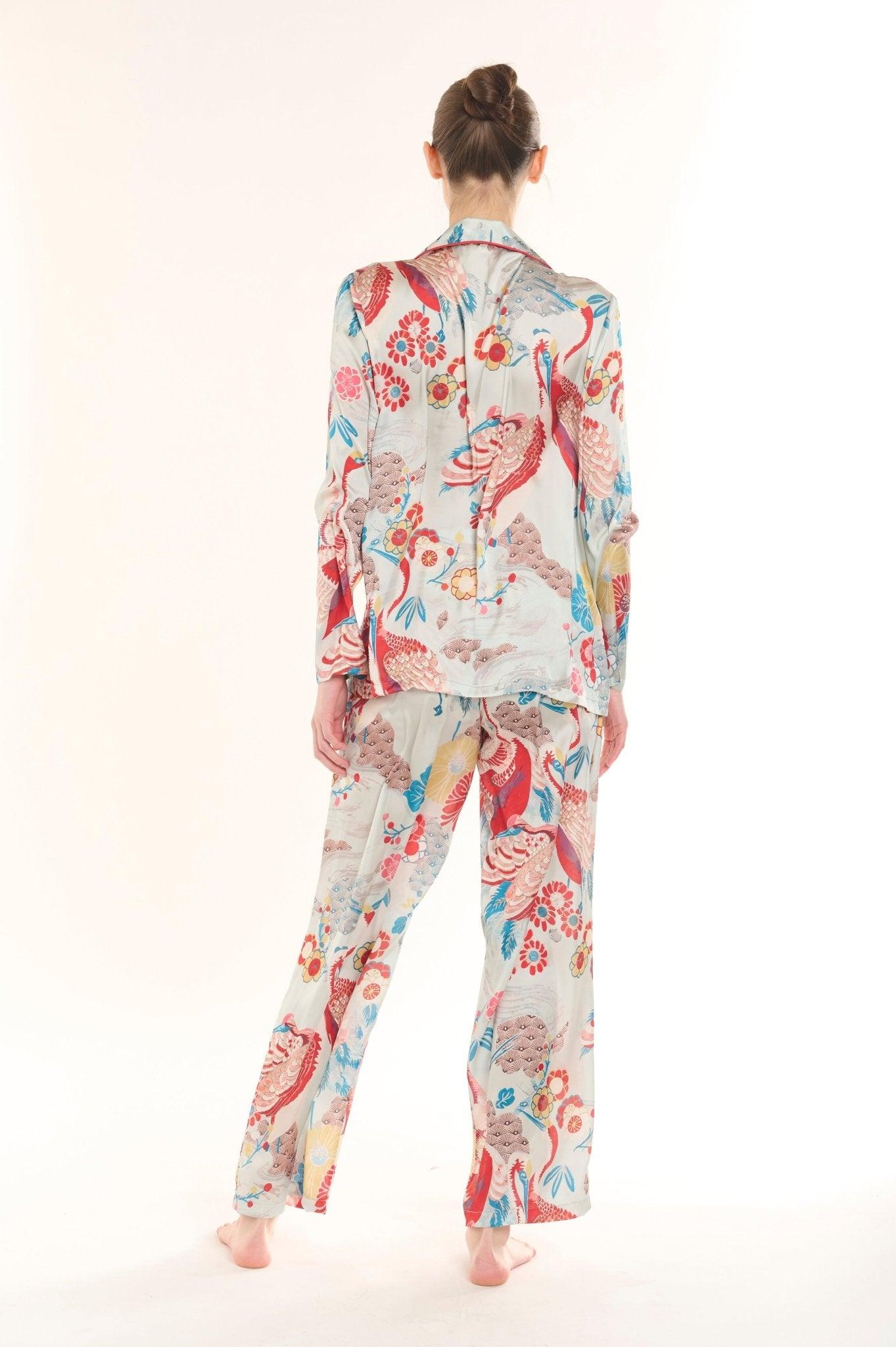 Esme - Enchanted Garden Multicolor Satin Pajama Set - NOWIHT - Pajama Set