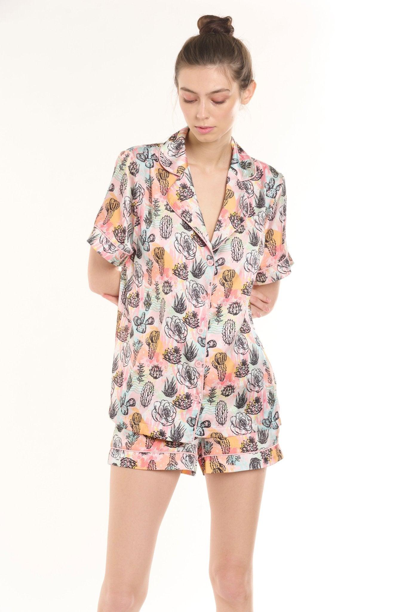 Fiona - Floral Medley Satin Pajama Set - NOWIHT - Pajamas