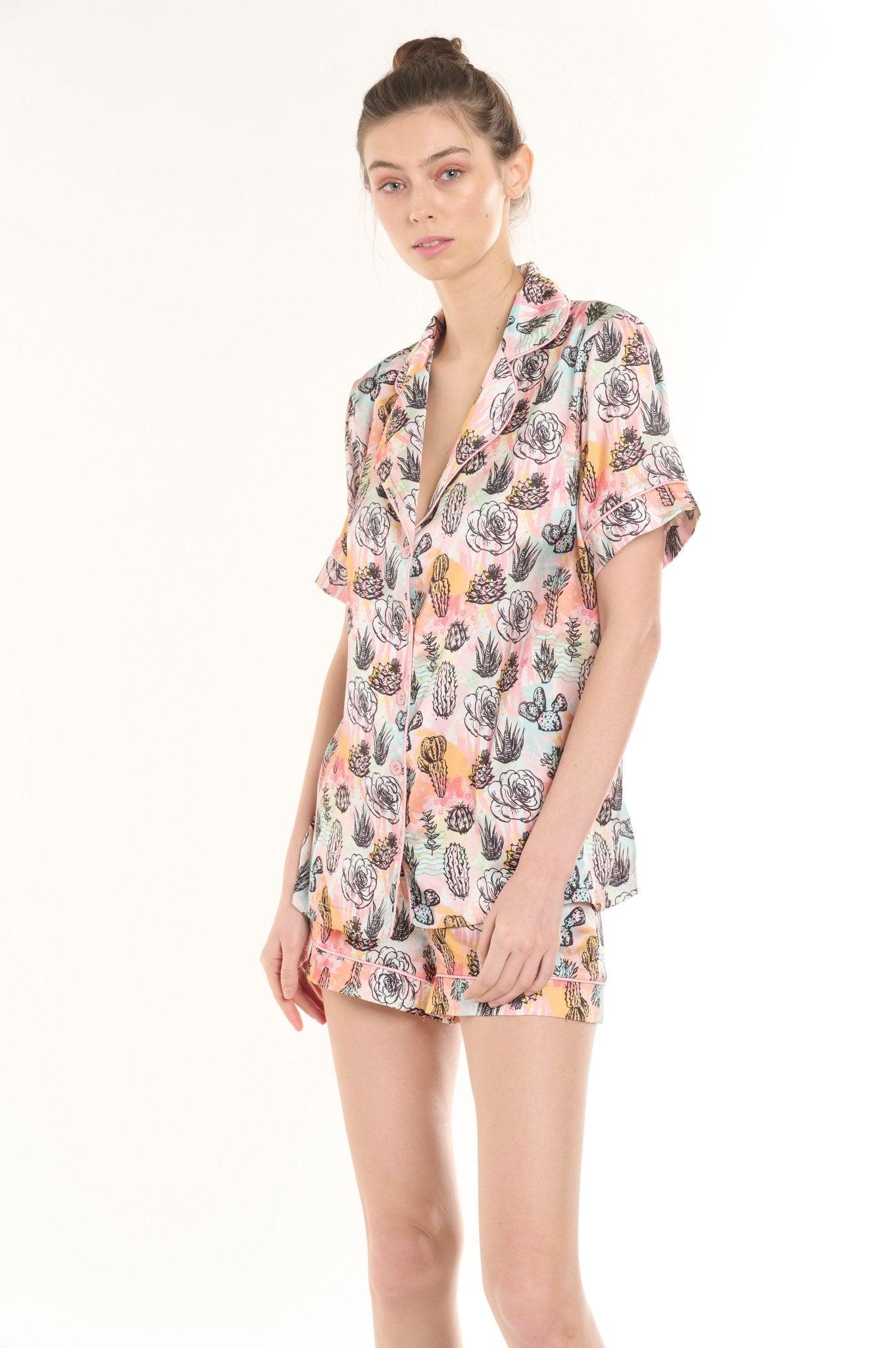 Fiona - Floral Medley Satin Pajama Set - NOWIHT - Pajamas