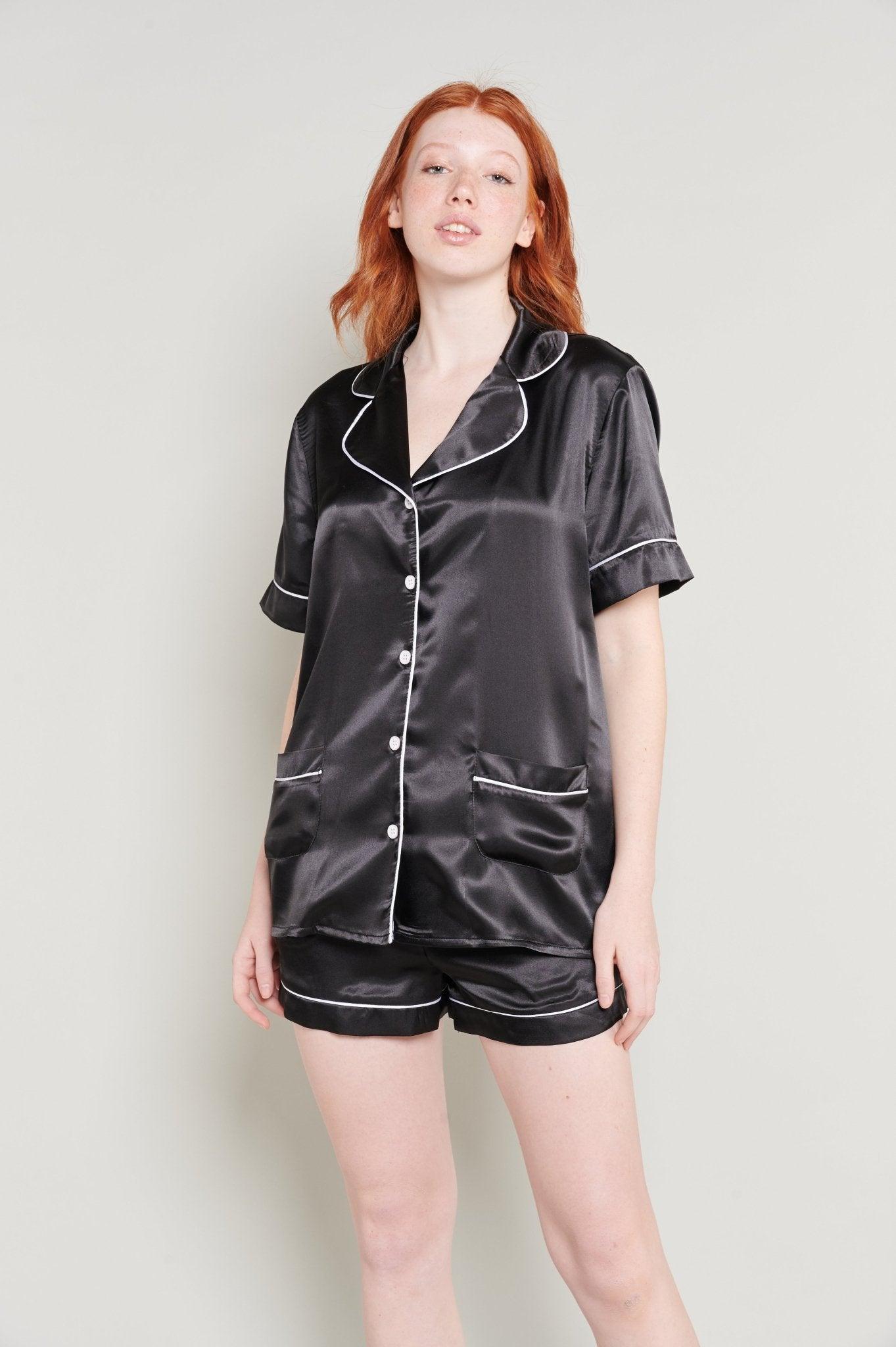 Helena - Noir Dreams Satin Pajama Set - NOWIHT - Pajamas