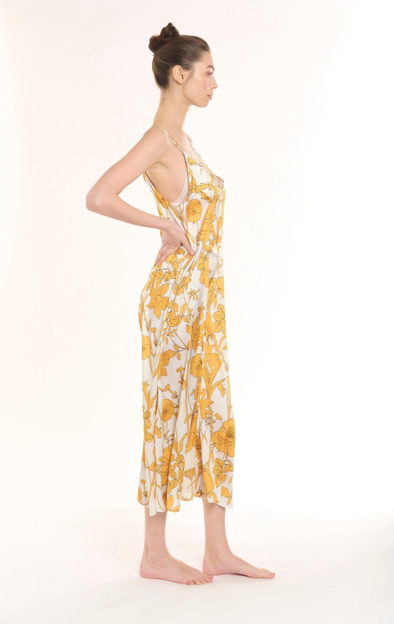 Imogen - Sunlit Yellow Satin Nightgown - NOWIHT - Nightgowns