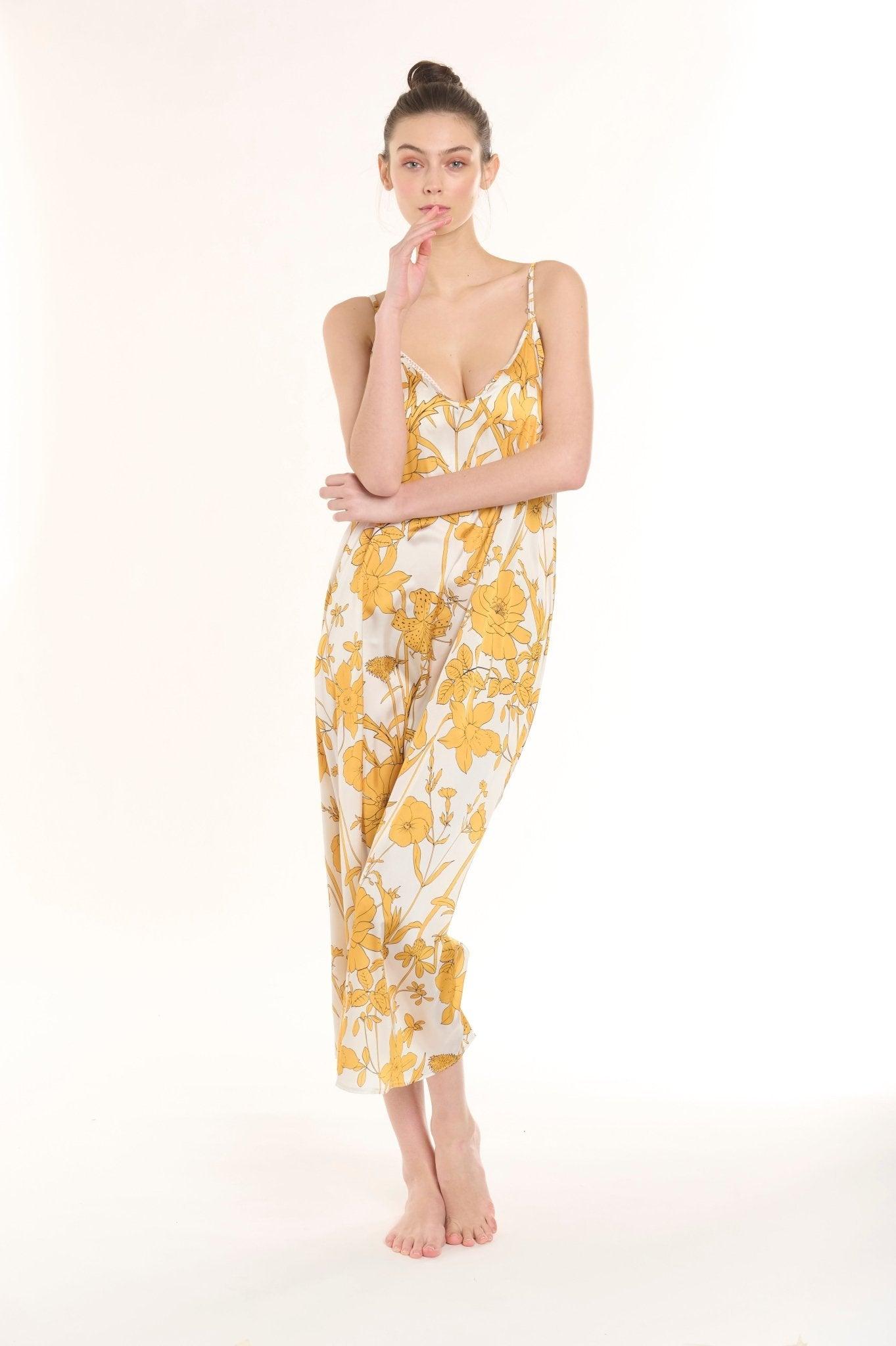 Imogen - Sunlit Yellow Satin Nightgown - NOWIHT - Nightgowns