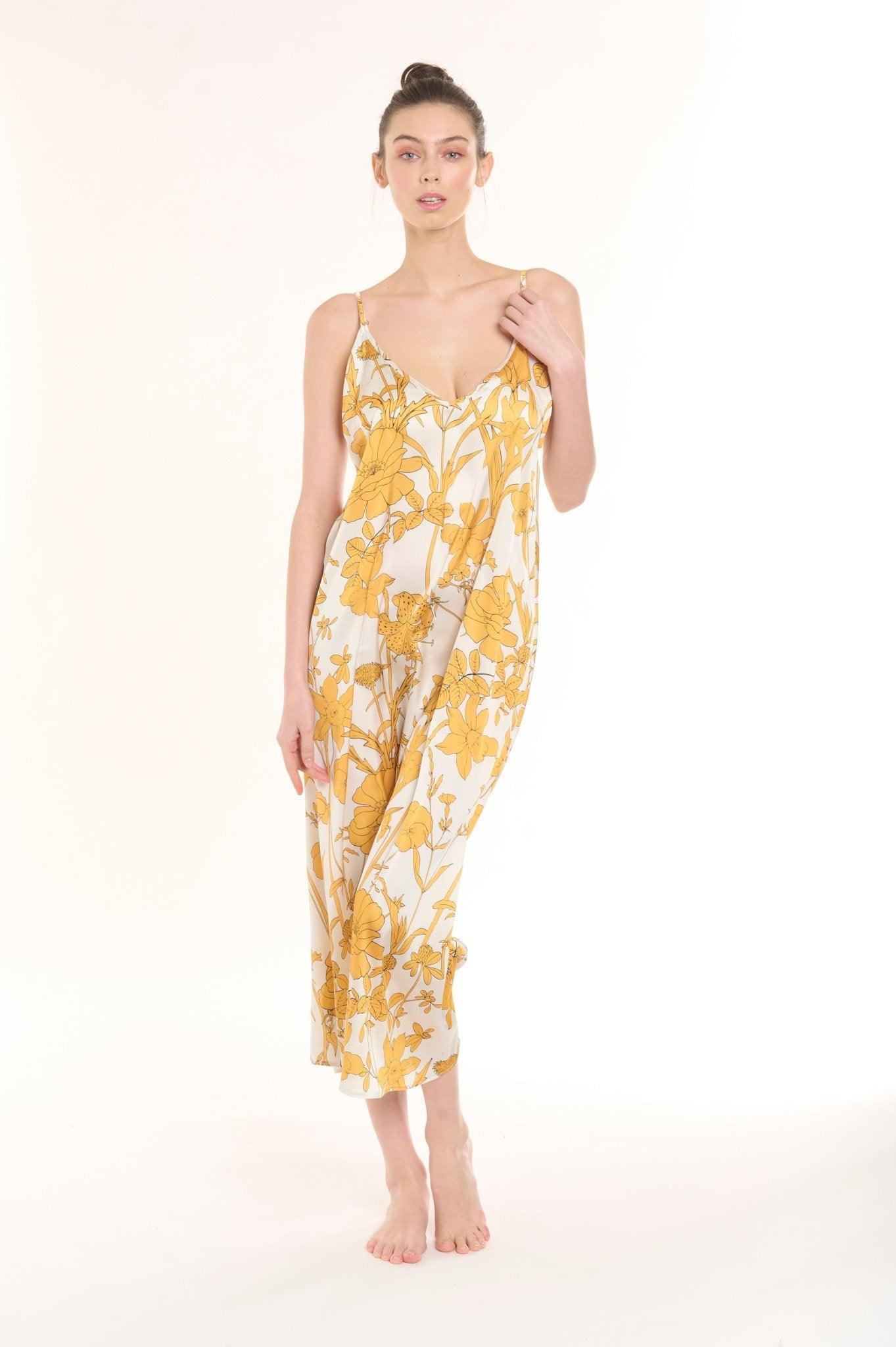 Imogen - Sunlit Yellow Satin Nightgown - NOWIHT - Nightgowns