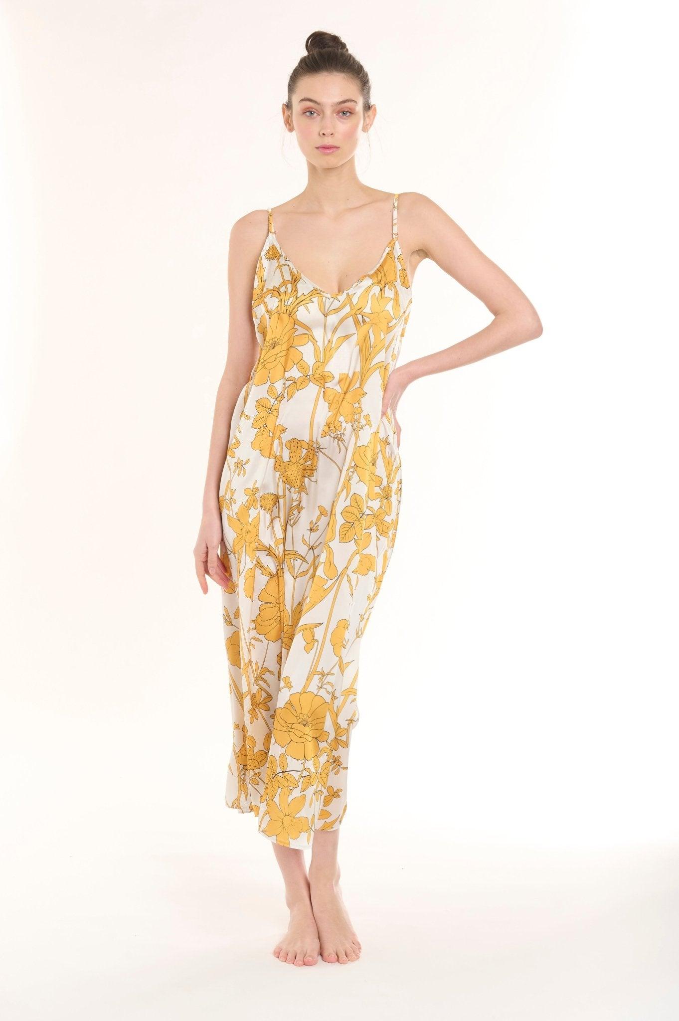 Imogen - Sunlit Yellow Satin Nightgown - NOWIHT - Nightgowns