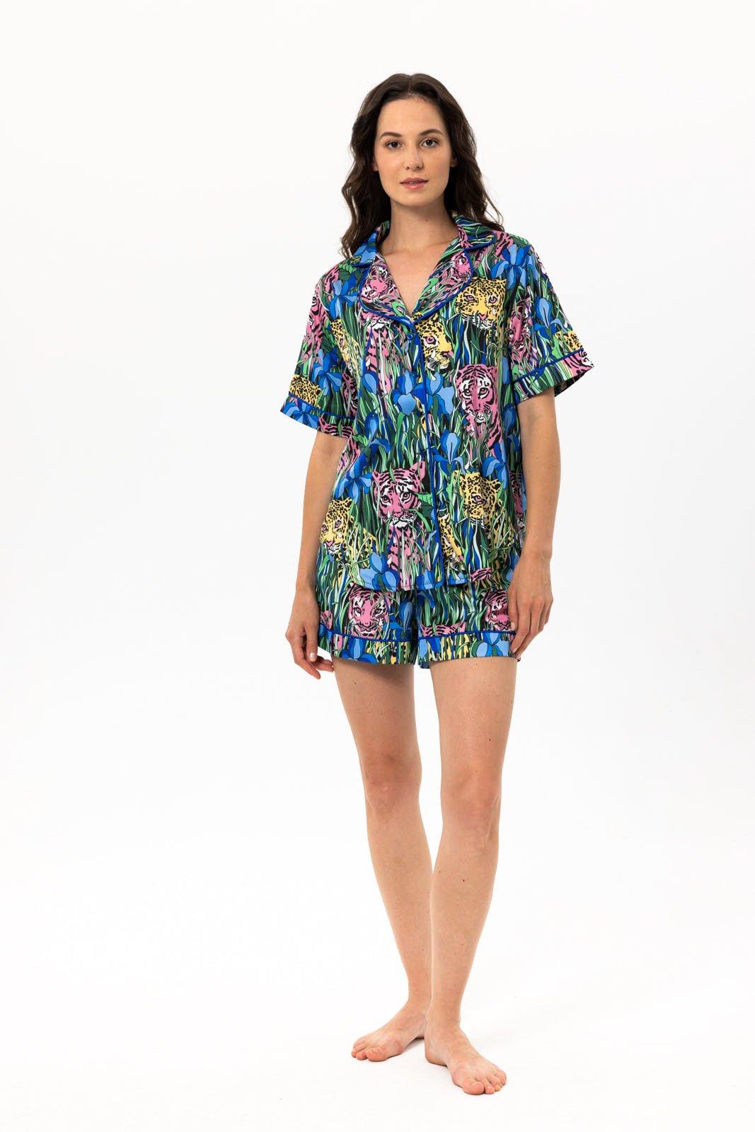 Jasmine - Wild Jungle Satin Pajama Set - NOWIHT - Pajamas