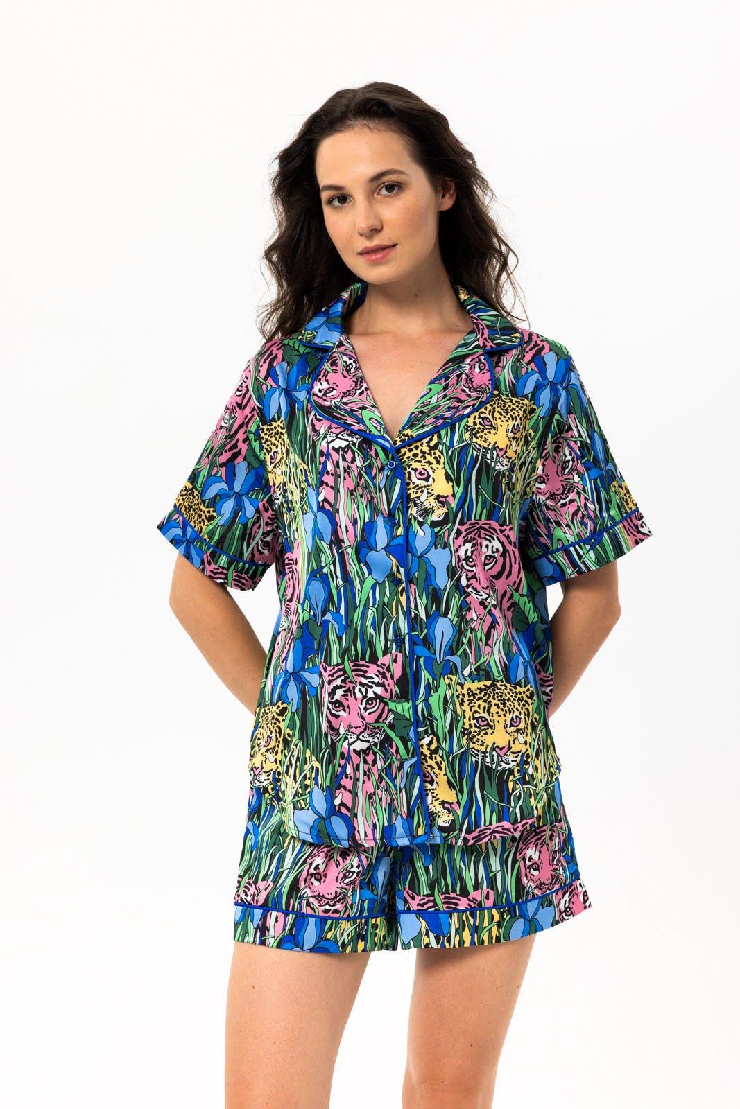 Jasmine - Wild Jungle Satin Pajama Set - NOWIHT - Pajamas