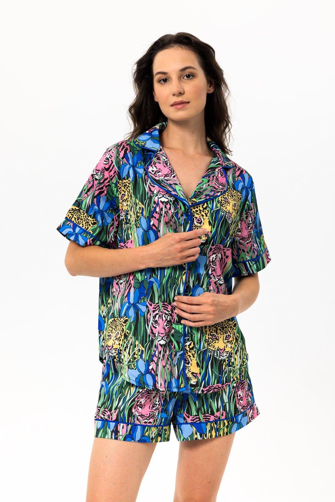 Jasmine - Wild Jungle Satin Pajama Set - NOWIHT - Pajamas