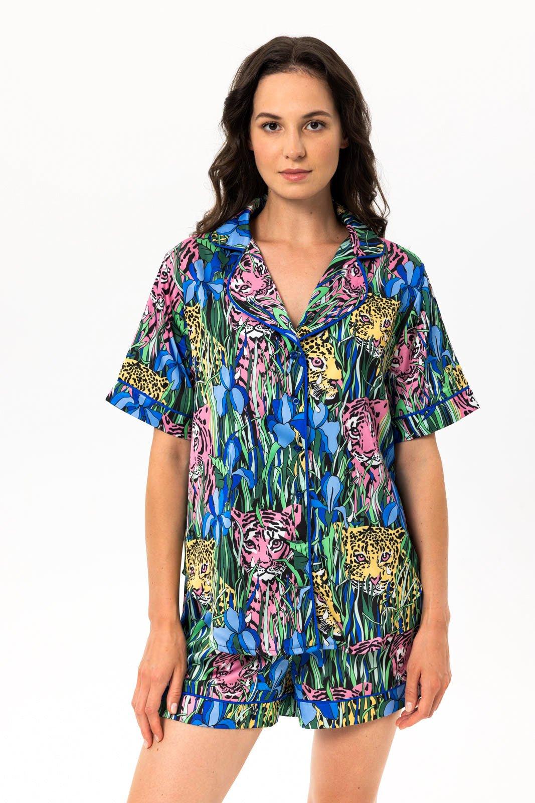 Jasmine - Wild Jungle Satin Pajama Set - NOWIHT - Pajamas