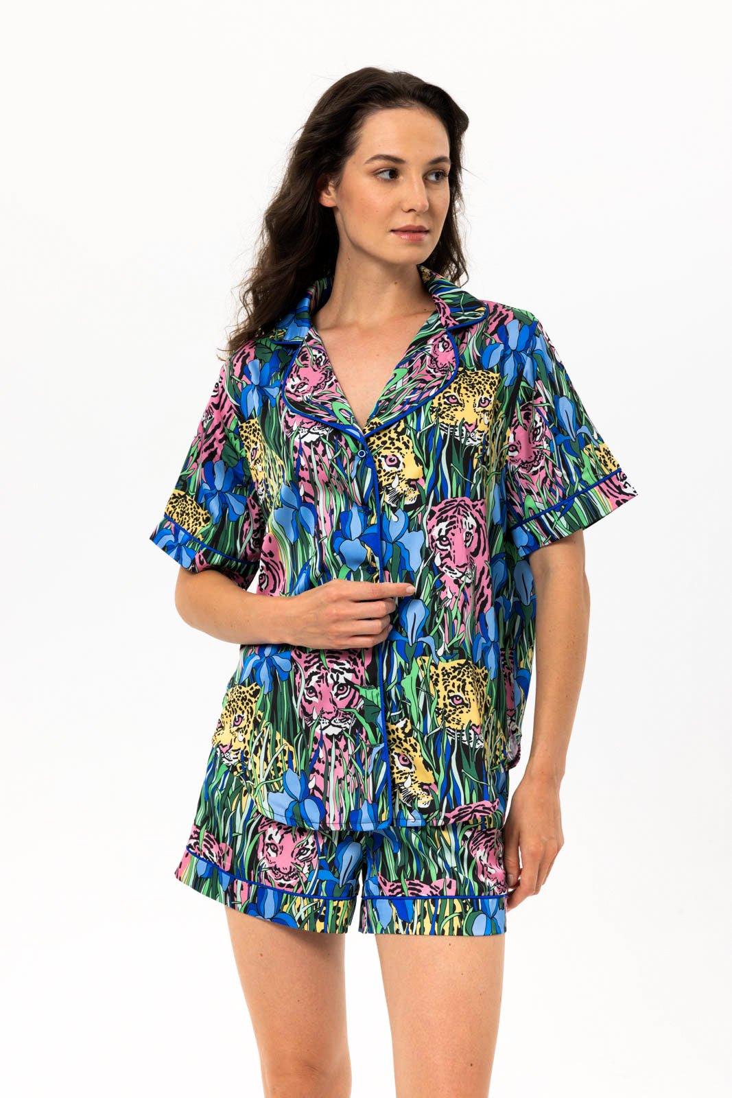 Jasmine - Wild Jungle Satin Pajama Set - NOWIHT - Pajamas