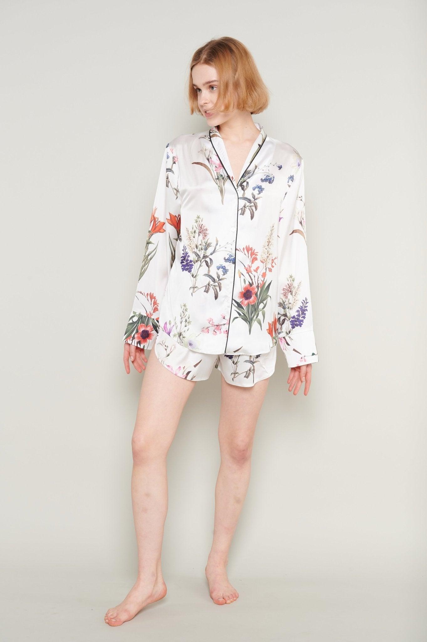 Lily - Floral Harmony Satin Pajama Set - NOWIHT - Pajamas