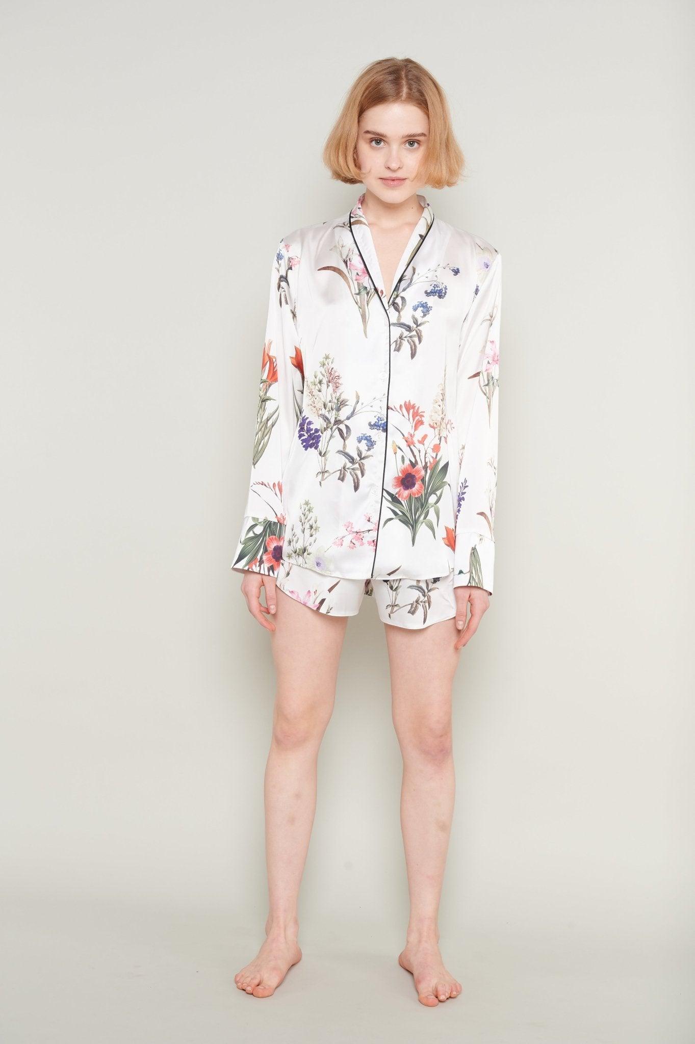 Lily - Floral Harmony Satin Pajama Set - NOWIHT - Pajamas