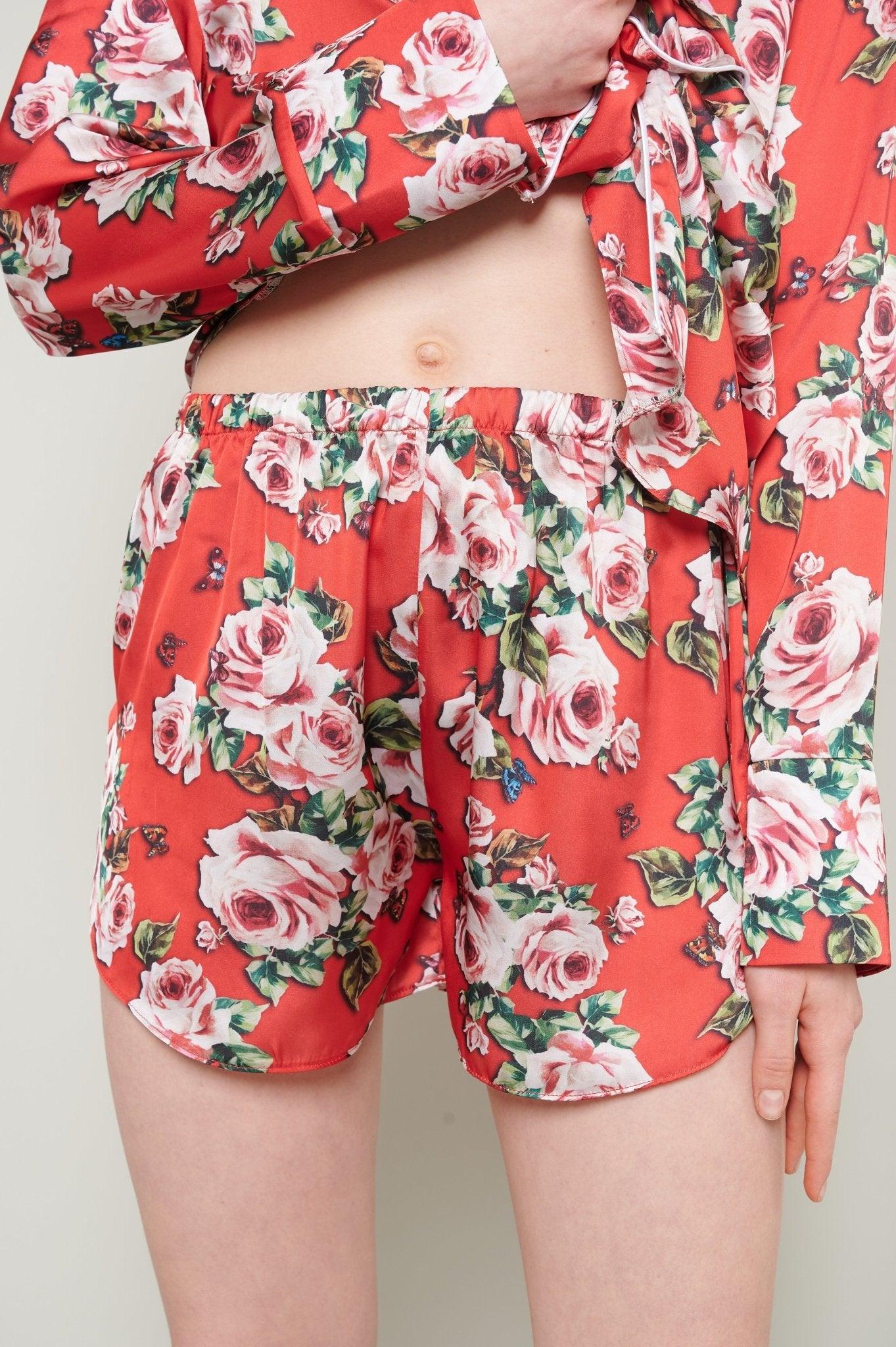 Rose - Garden Dreams Satin Pajama Set - NOWIHT - Pajamas