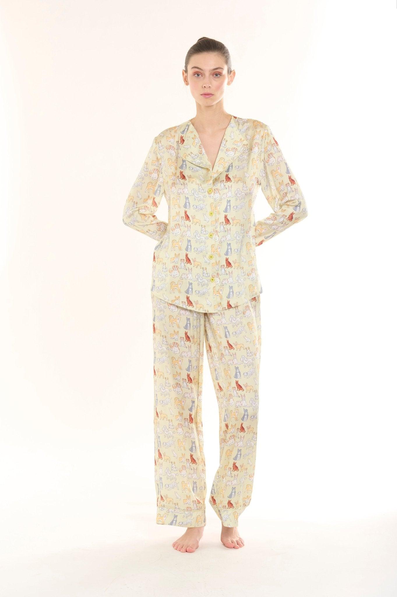 Seraphina - Playful Pet Pajama Set in Pale Yellow - NOWIHT - Pajama Set