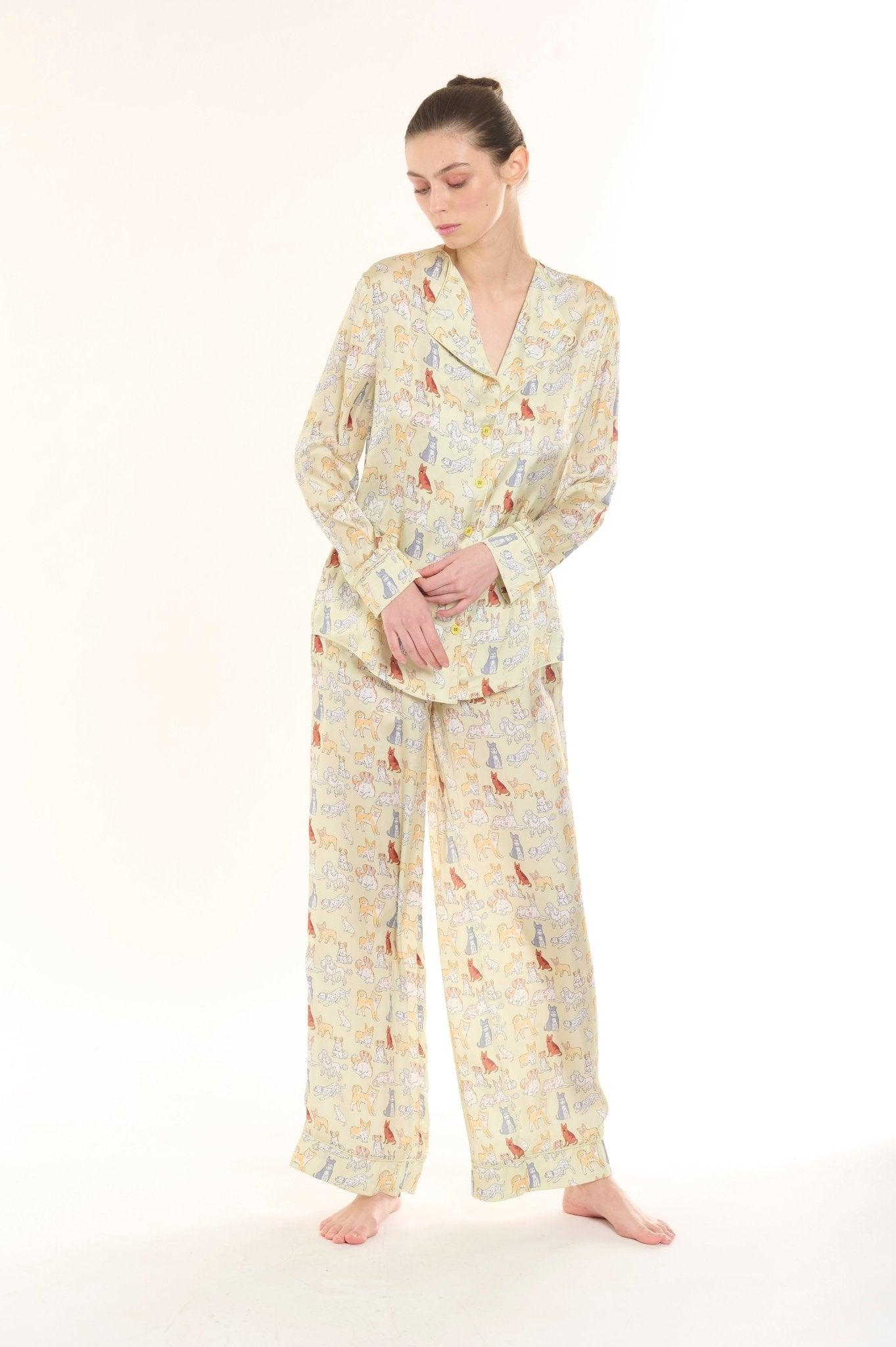 Seraphina - Playful Pet Pajama Set in Pale Yellow - NOWIHT - Pajama Set