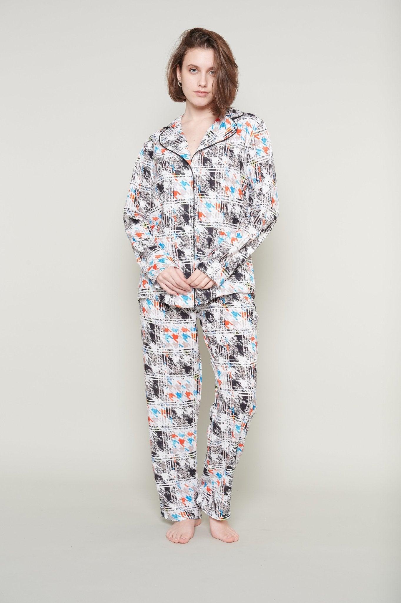 Serena - Urban Chic Multicolor Satin Pajama Set - NOWIHT - Pajama Set