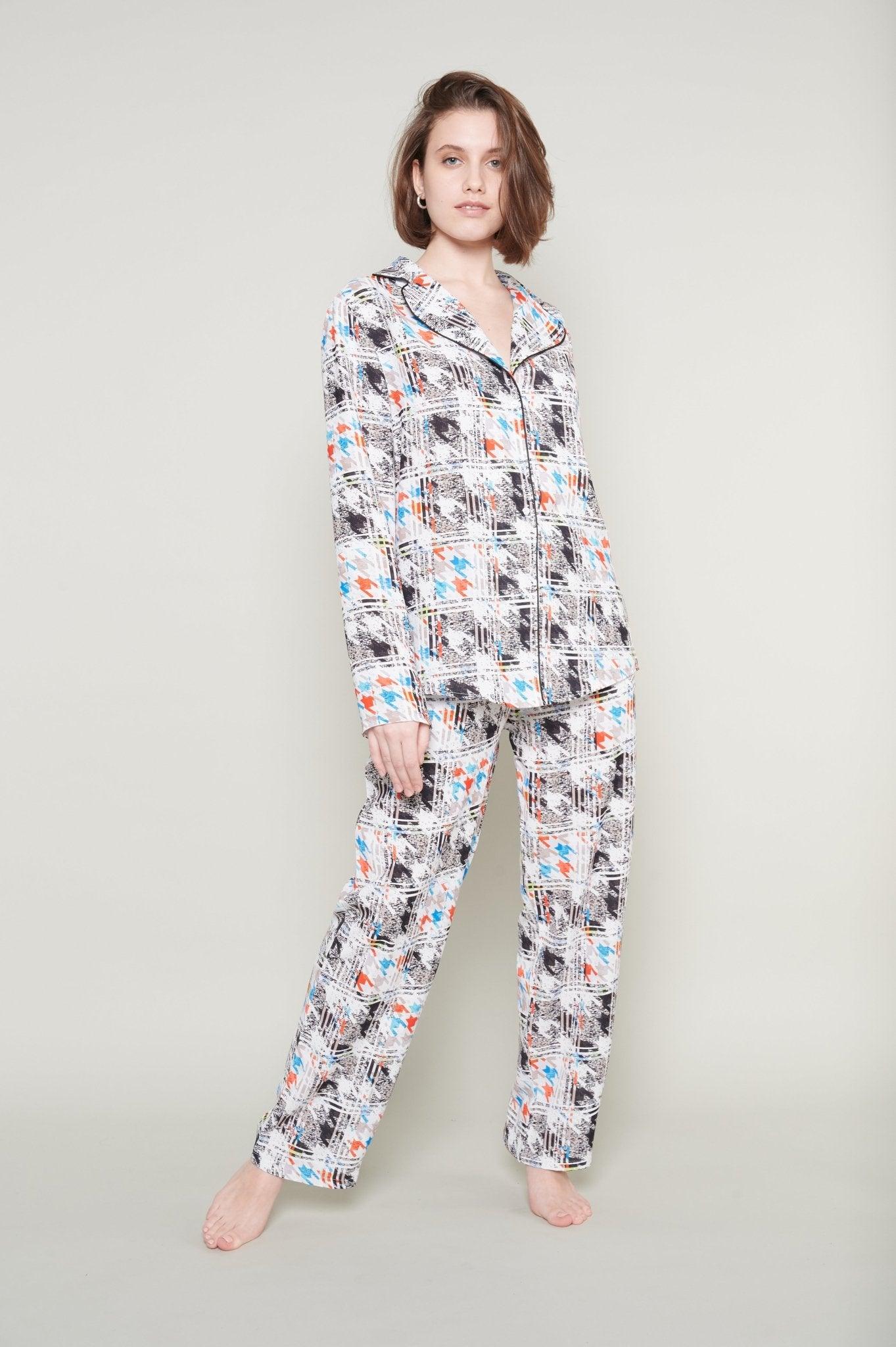 Serena - Urban Chic Multicolor Satin Pajama Set - NOWIHT - Pajama Set