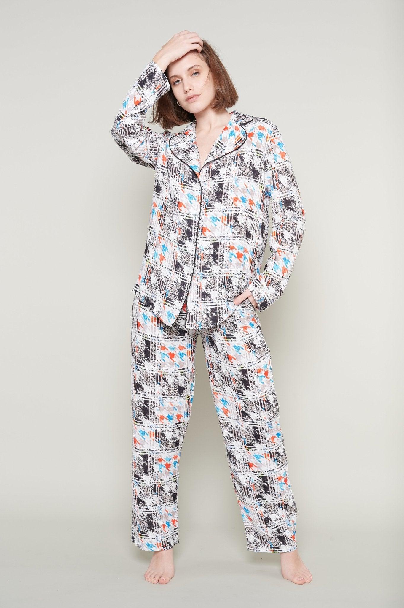 Serena - Urban Chic Multicolor Satin Pajama Set - NOWIHT - Pajama Set