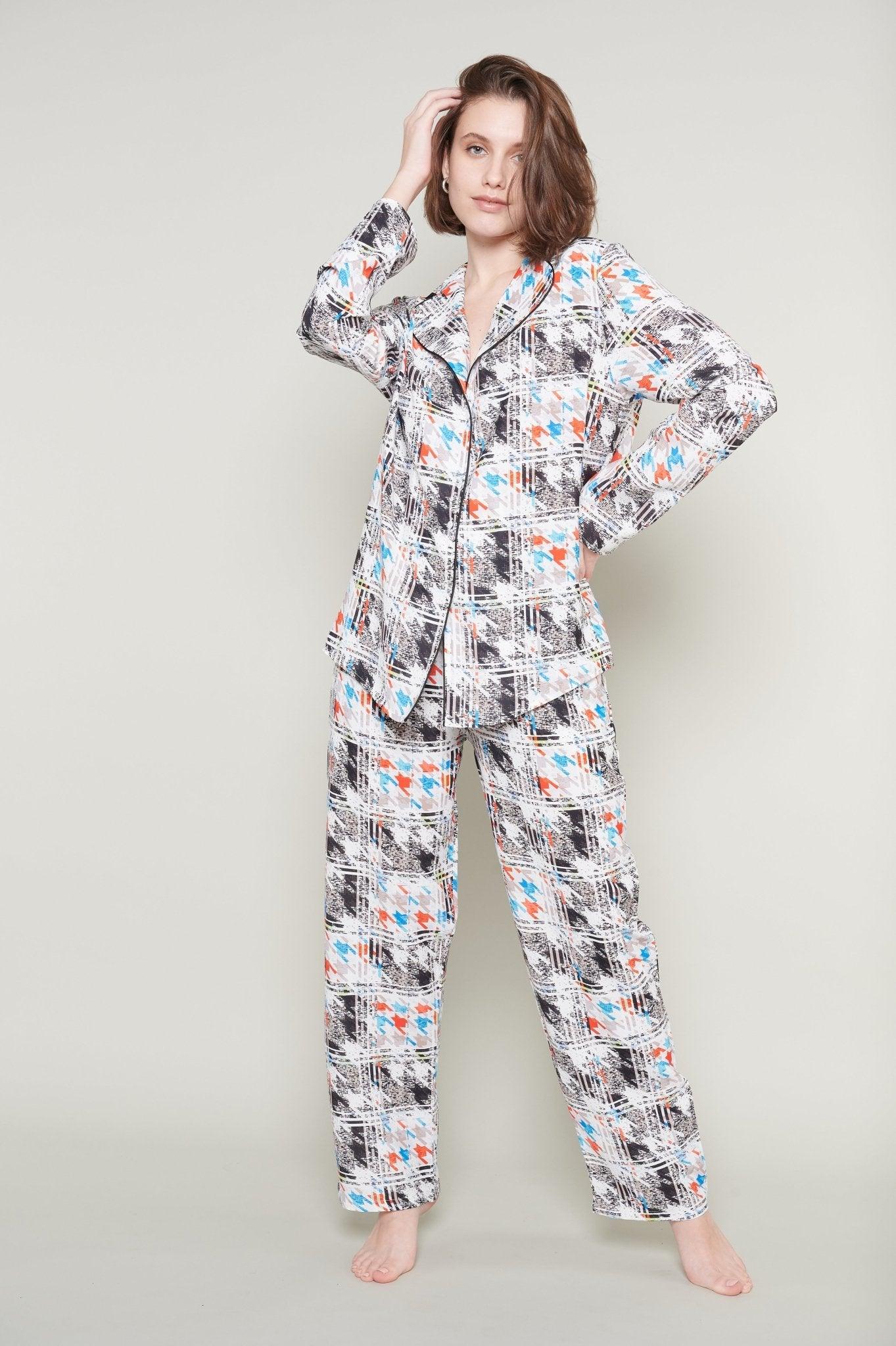 Serena - Urban Chic Multicolor Satin Pajama Set - NOWIHT - Pajama Set