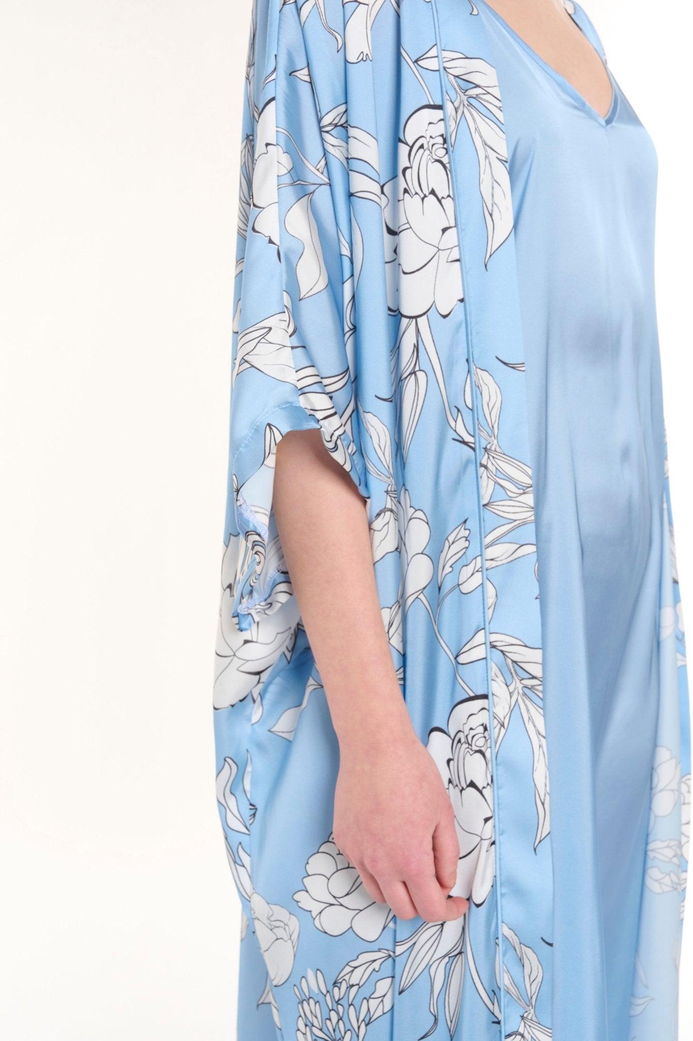 Sofya - Botanical Dream Baby Blue Robe & Nightgown Set - NOWIHT - Pajamas