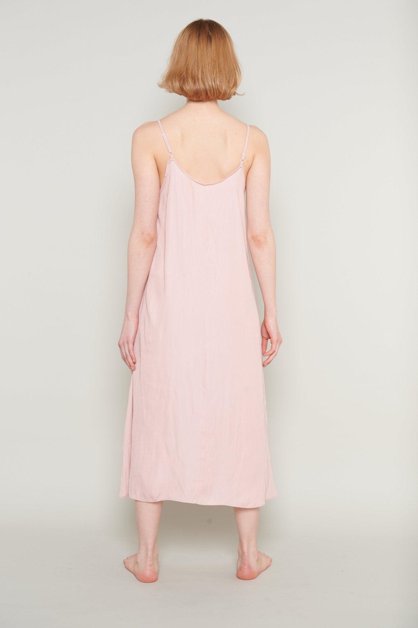 Zehra - Delicate Blush Satin Nightgown - NOWIHT - Nightgowns