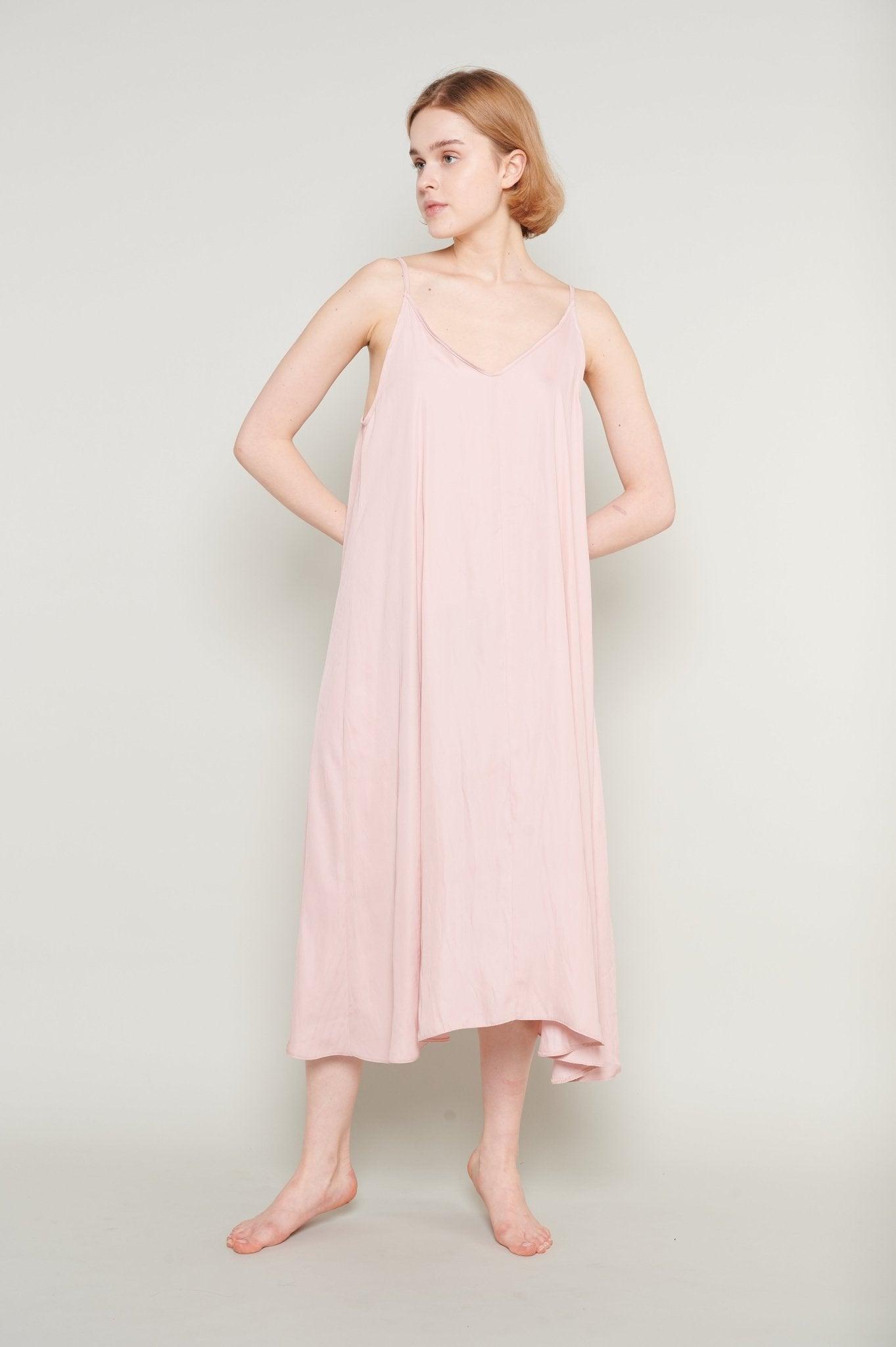 Zehra - Delicate Blush Satin Nightgown - NOWIHT - Nightgowns