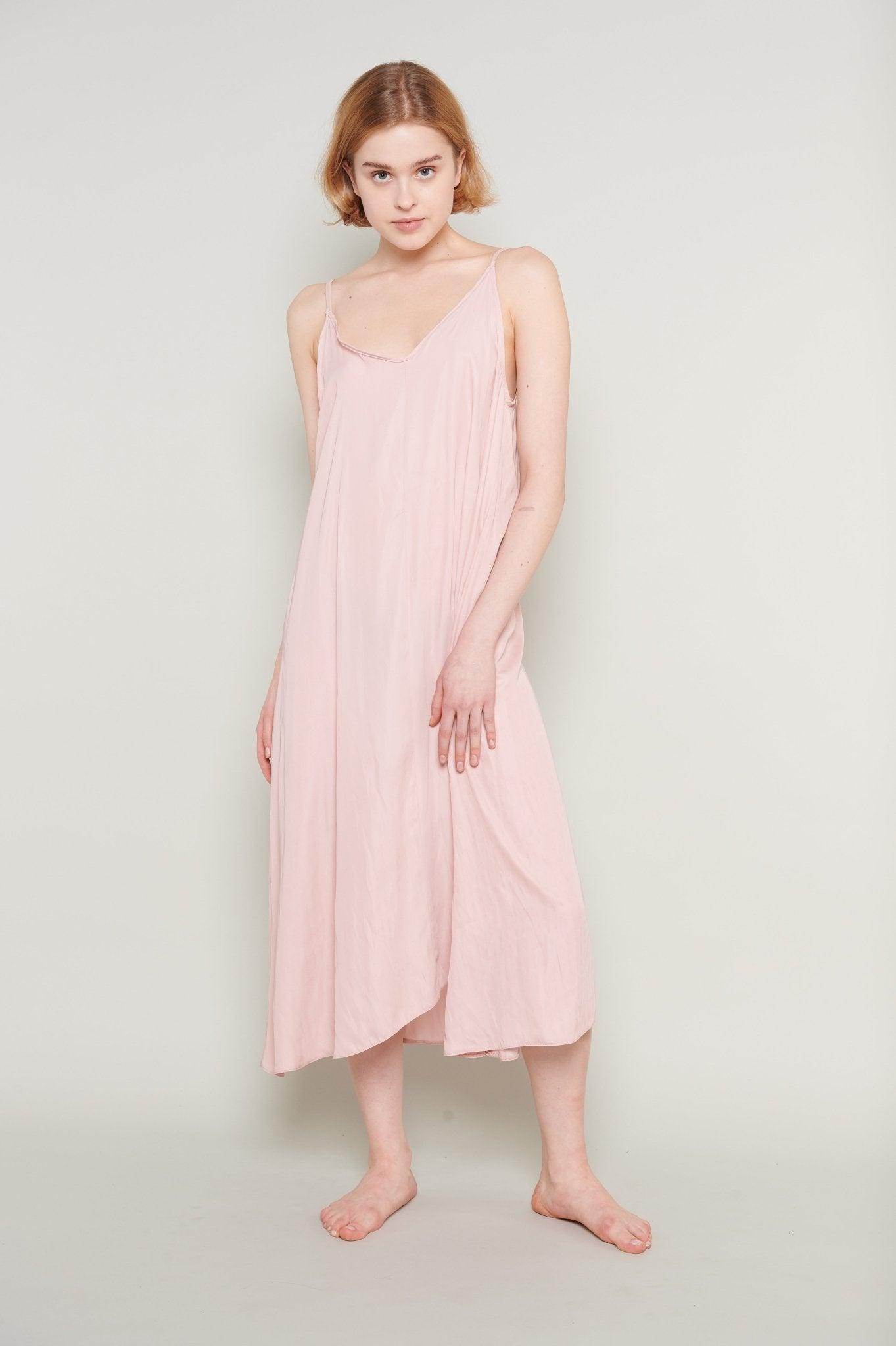 Zehra - Delicate Blush Satin Nightgown - NOWIHT - Nightgowns