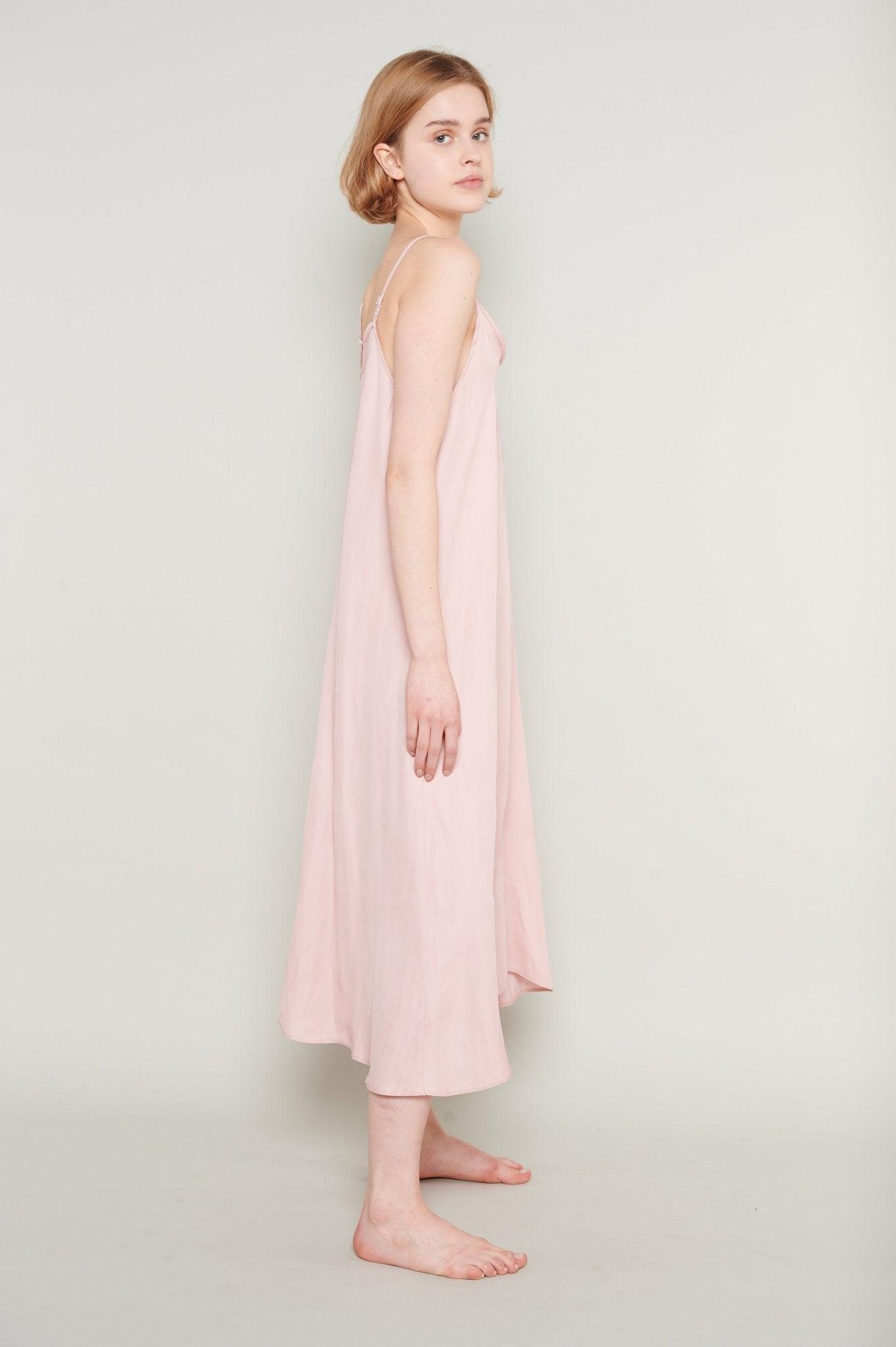 Zehra - Delicate Blush Satin Nightgown - NOWIHT - Nightgowns