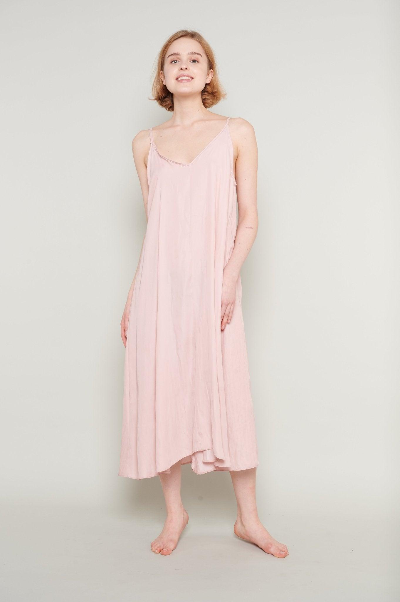 Zehra - Delicate Blush Satin Nightgown - NOWIHT - Nightgowns